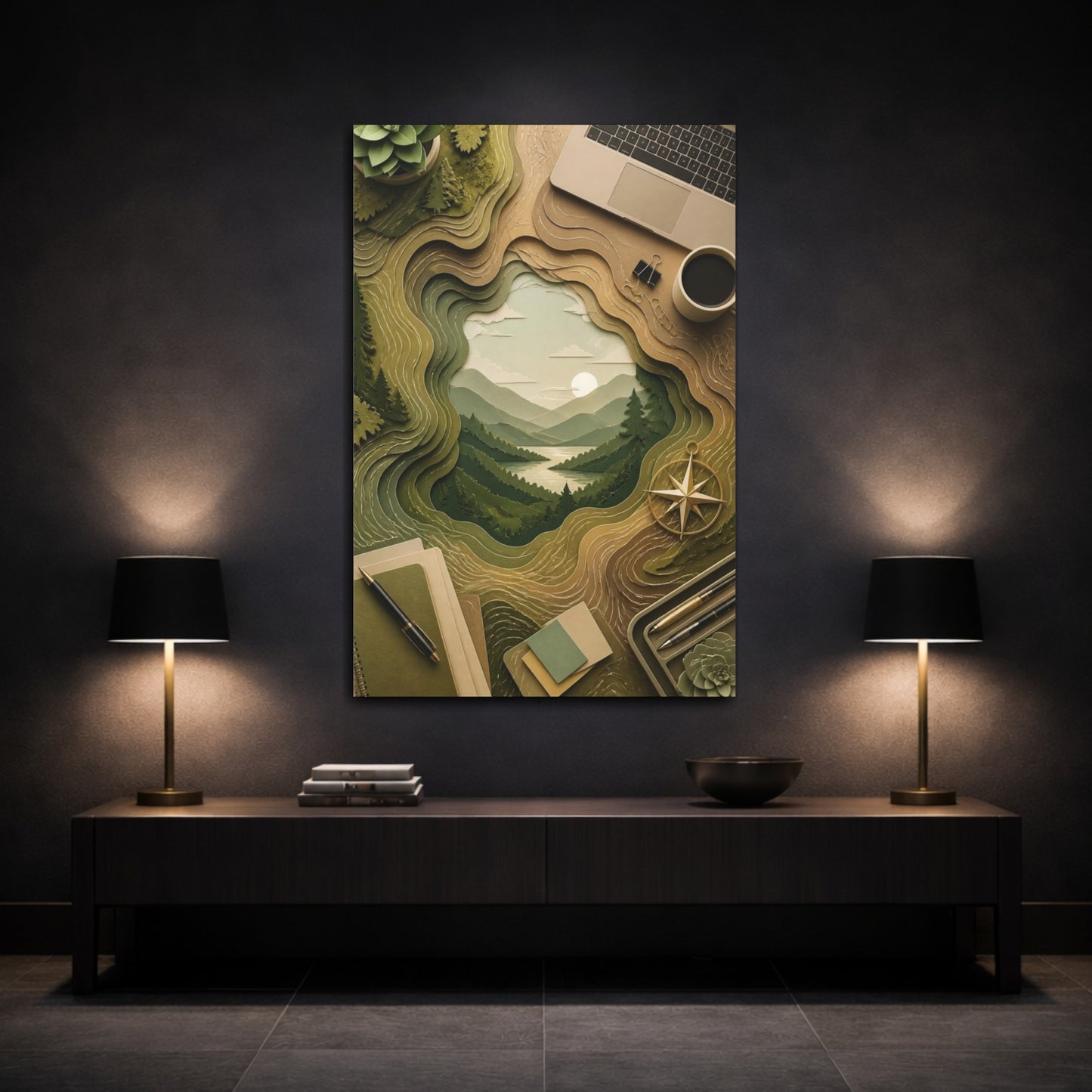 Mockup 3. Office Paper Landscape shown as canvas print