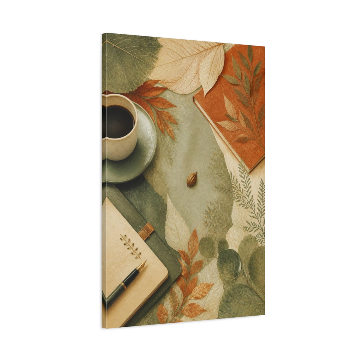 Main Mockup. Office Pressed Leaves shown as canvas print