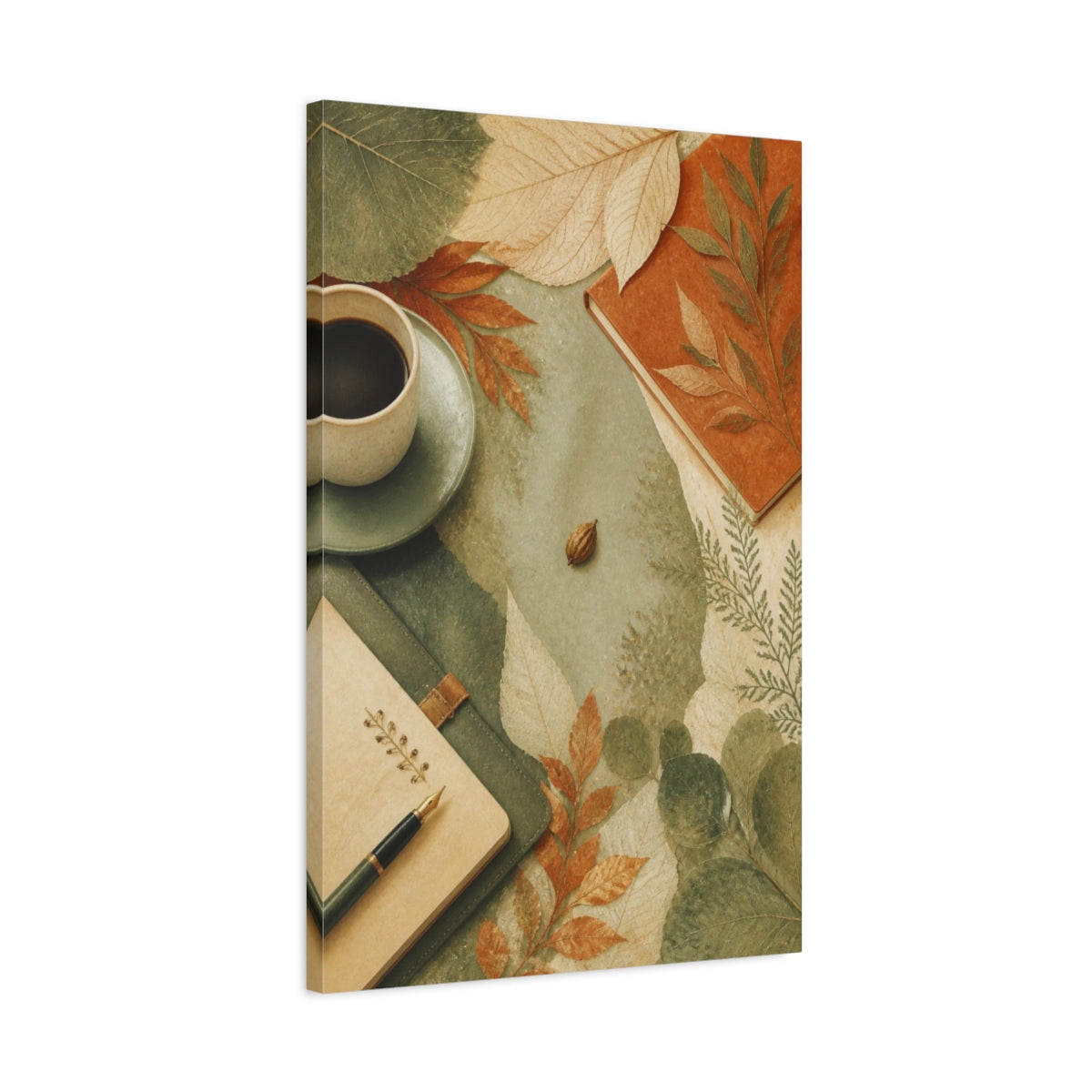 Side Mockup 2. Office Pressed Leaves shown as canvas print