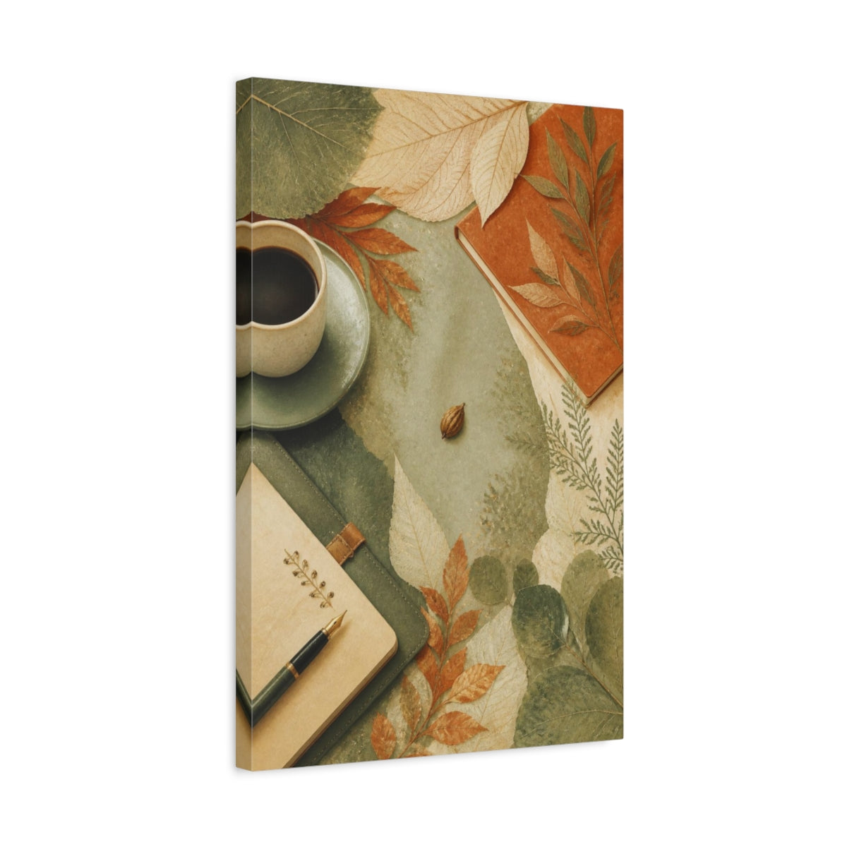 Side Mockup 3. Office Pressed Leaves shown as canvas print