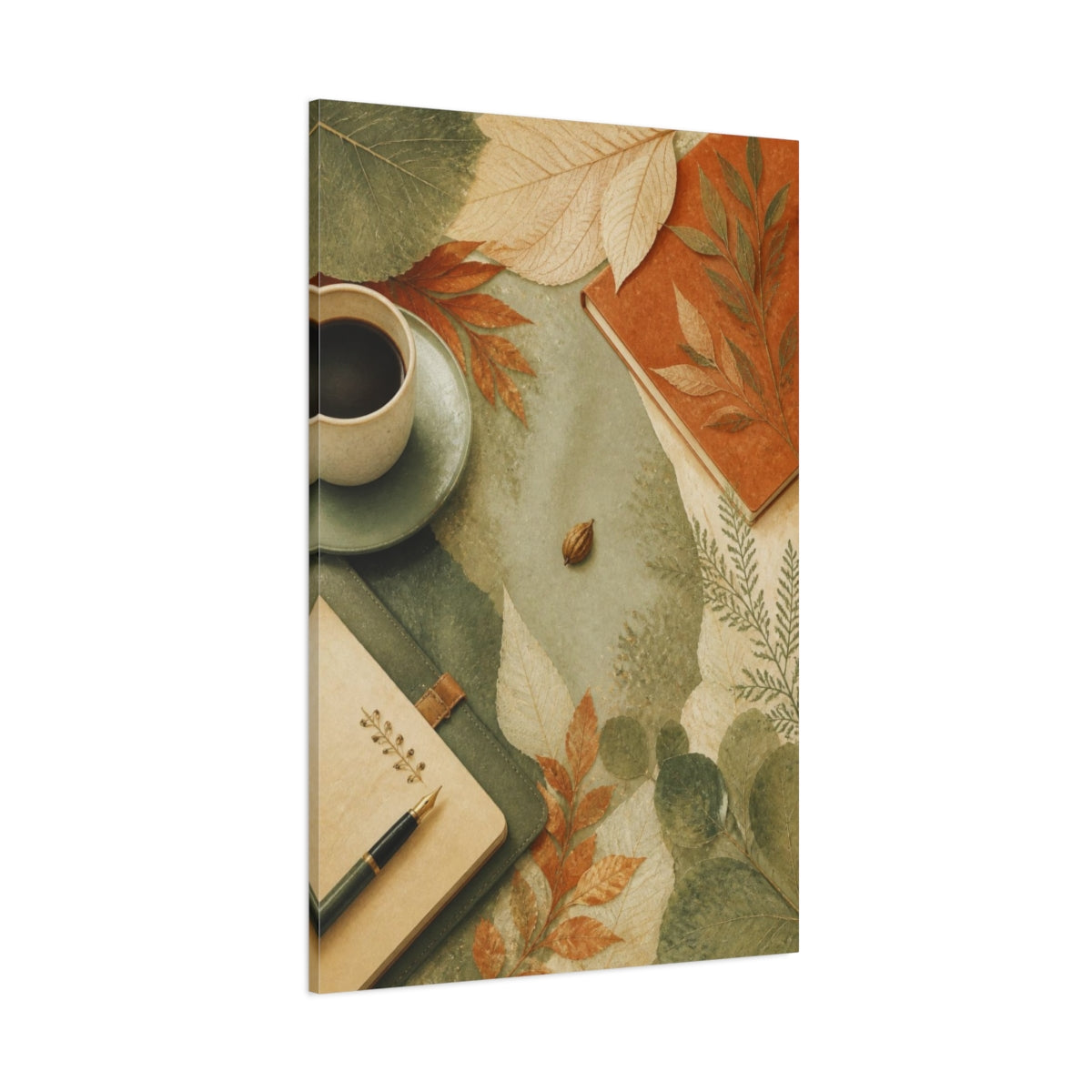 Side Mockup 1. Office Pressed Leaves shown as canvas print