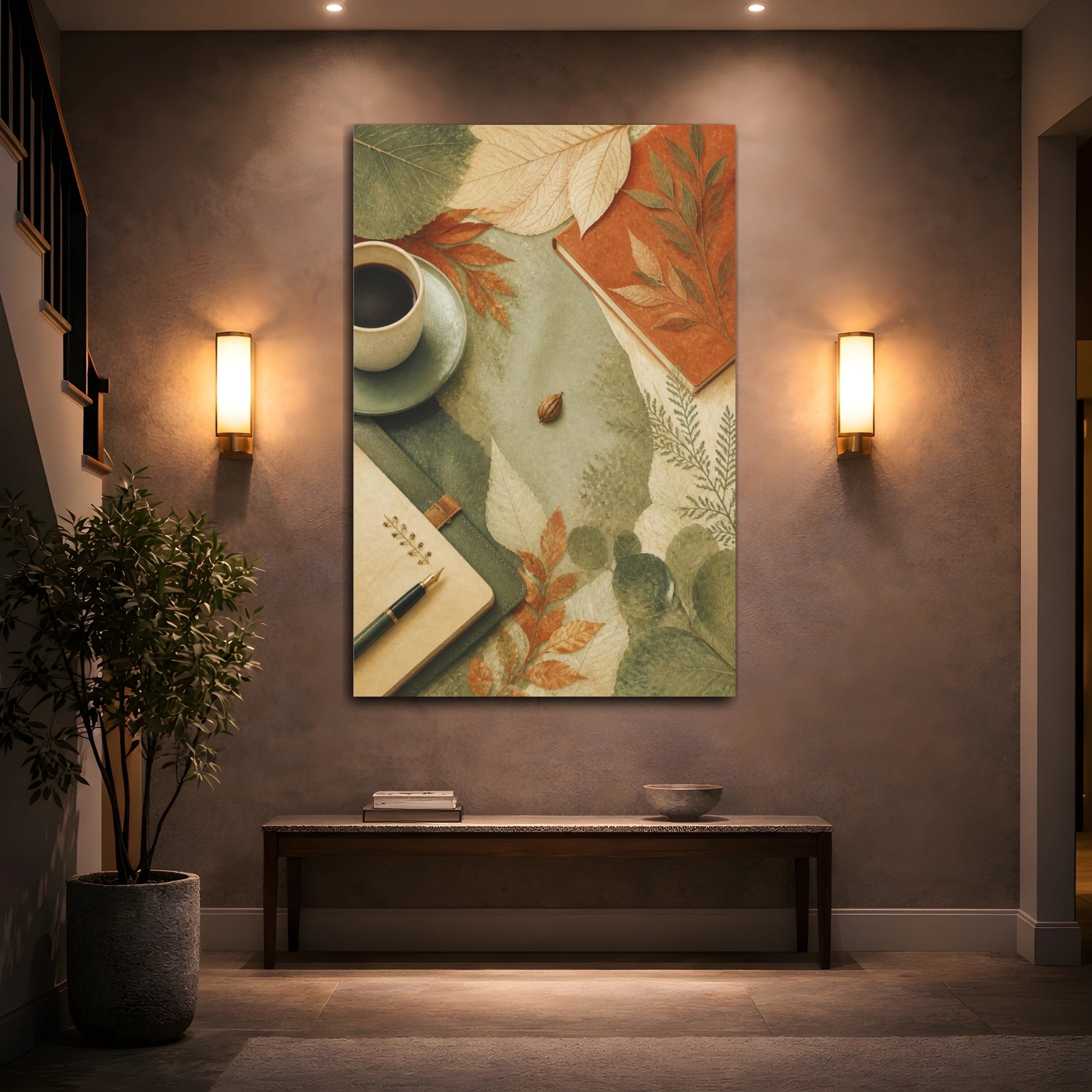 Mockup 2. Office Pressed Leaves shown as canvas print