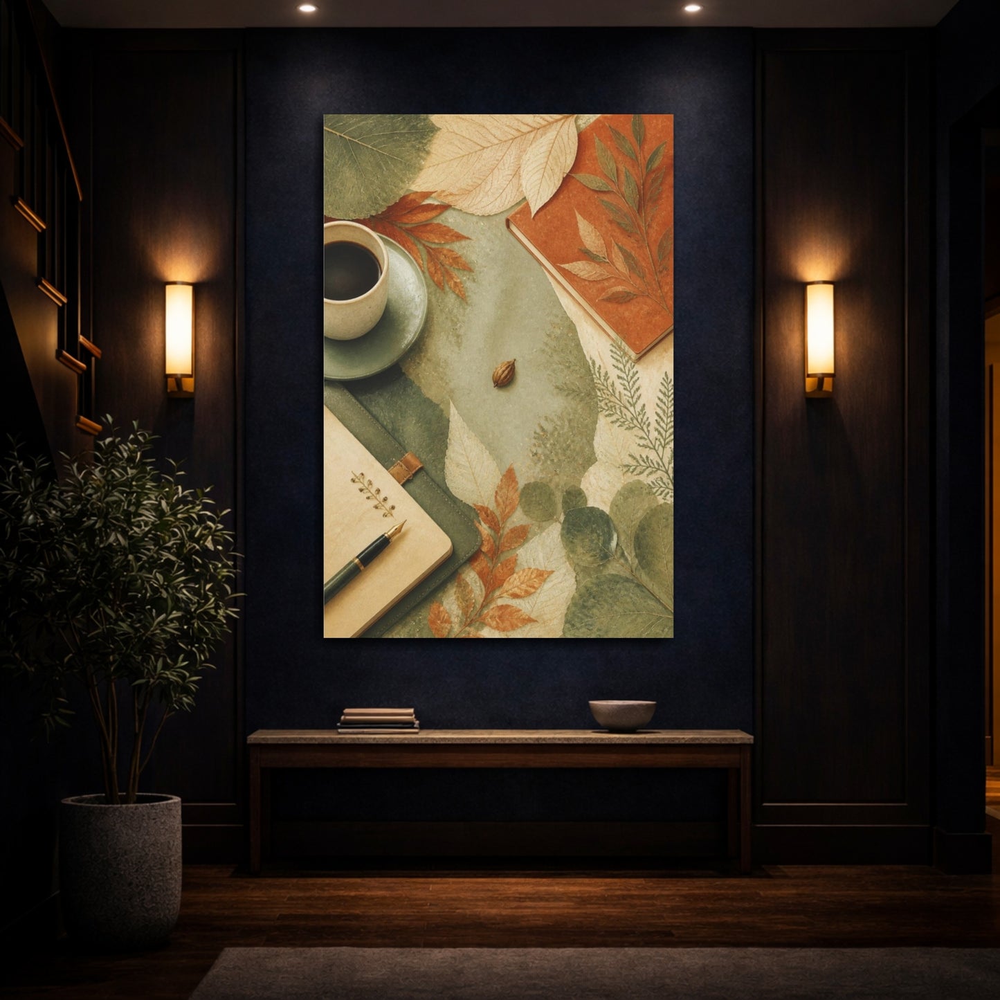 Mockup 4. Office Pressed Leaves shown as canvas print