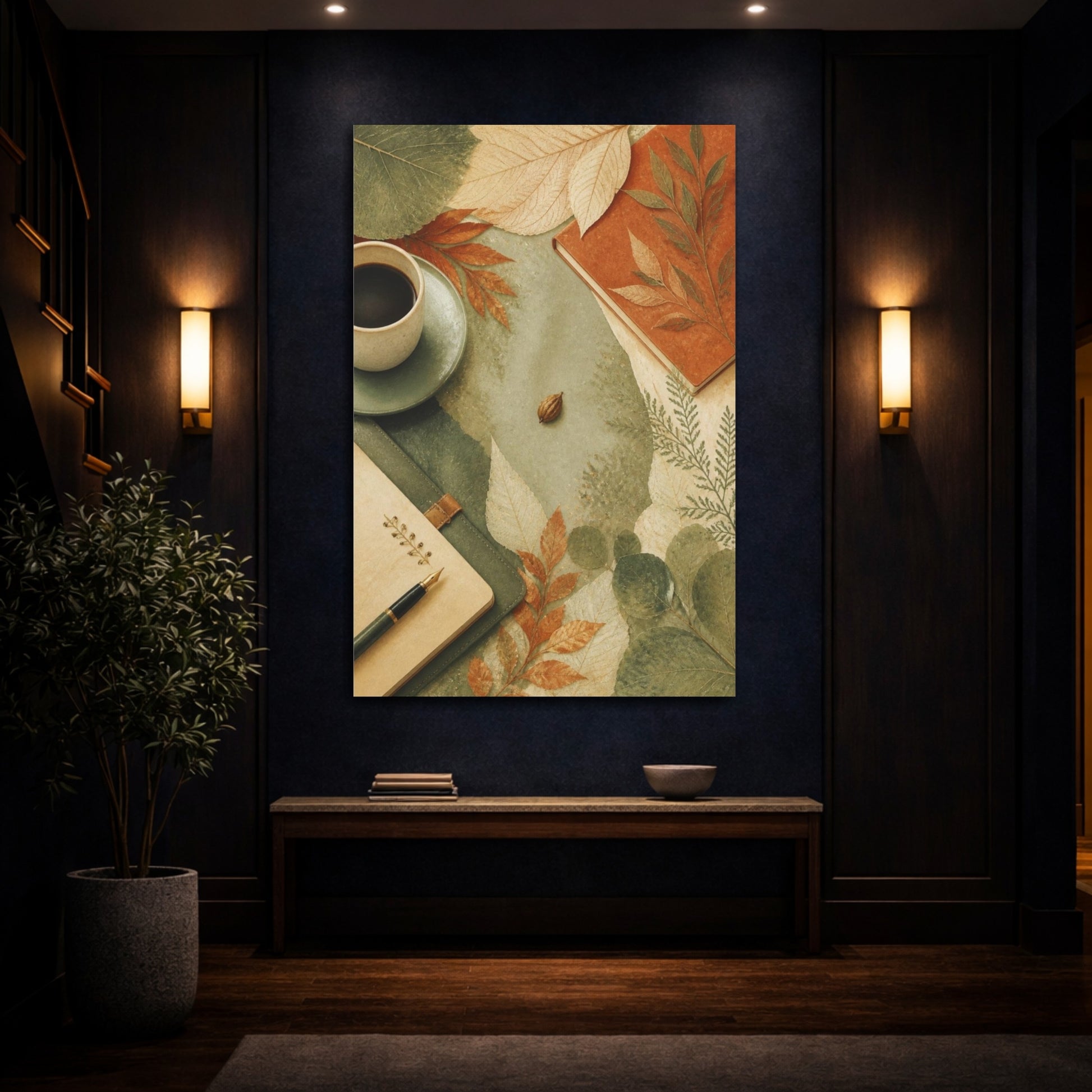 Mockup 4. Office Pressed Leaves shown as canvas print