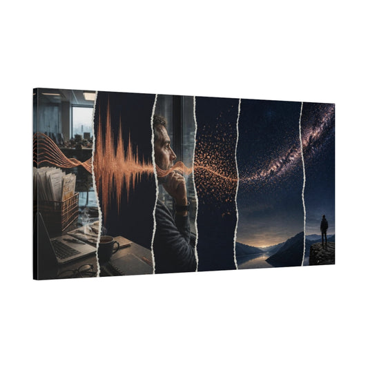 Main Mockup. Office Reflection With Soundwave shown as canvas print