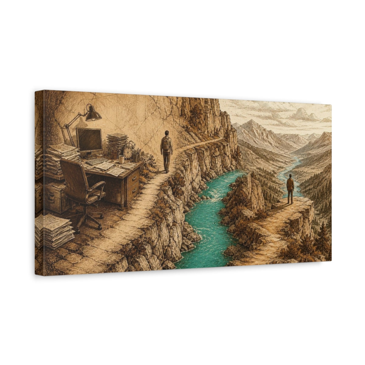 Side Mockup 3. Office River Overlook shown as canvas print