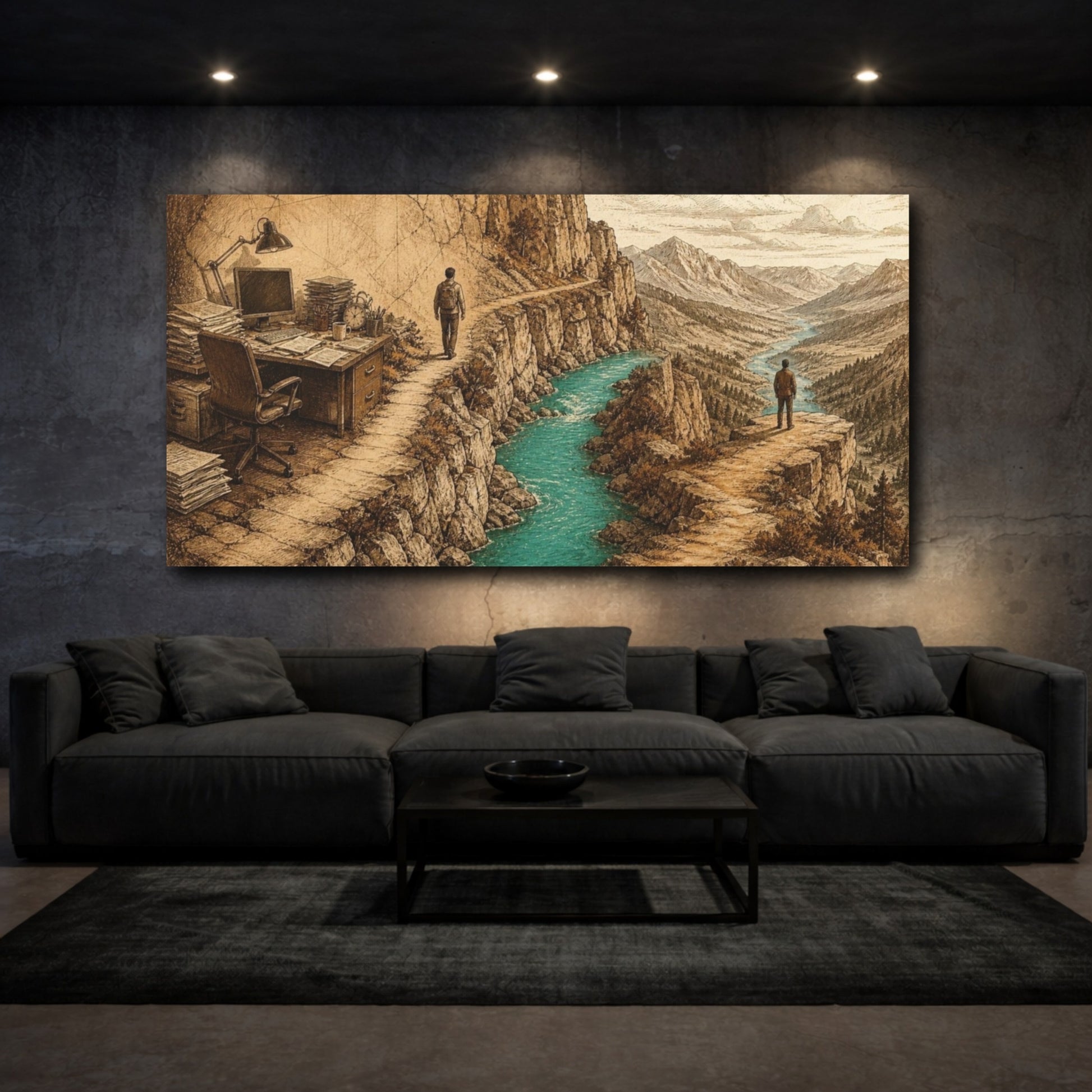 Mockup 3. Office River Overlook shown as canvas print