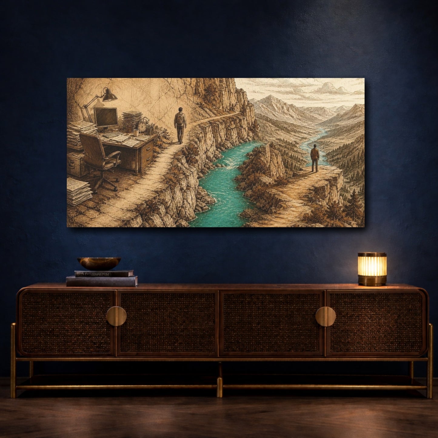 Mockup 4. Office River Overlook shown as canvas print
