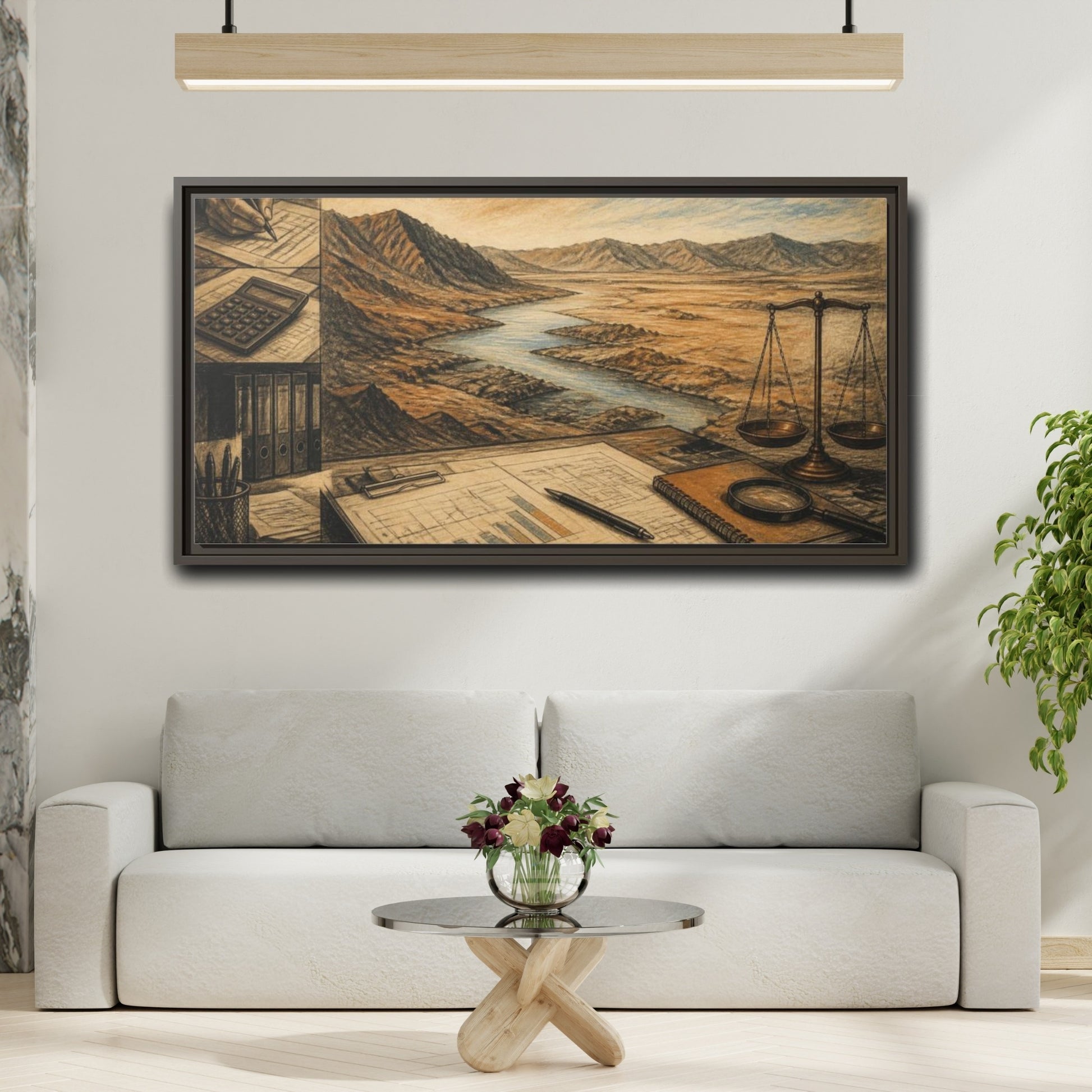 Mockup 2. Office River View shown as framed canvas print