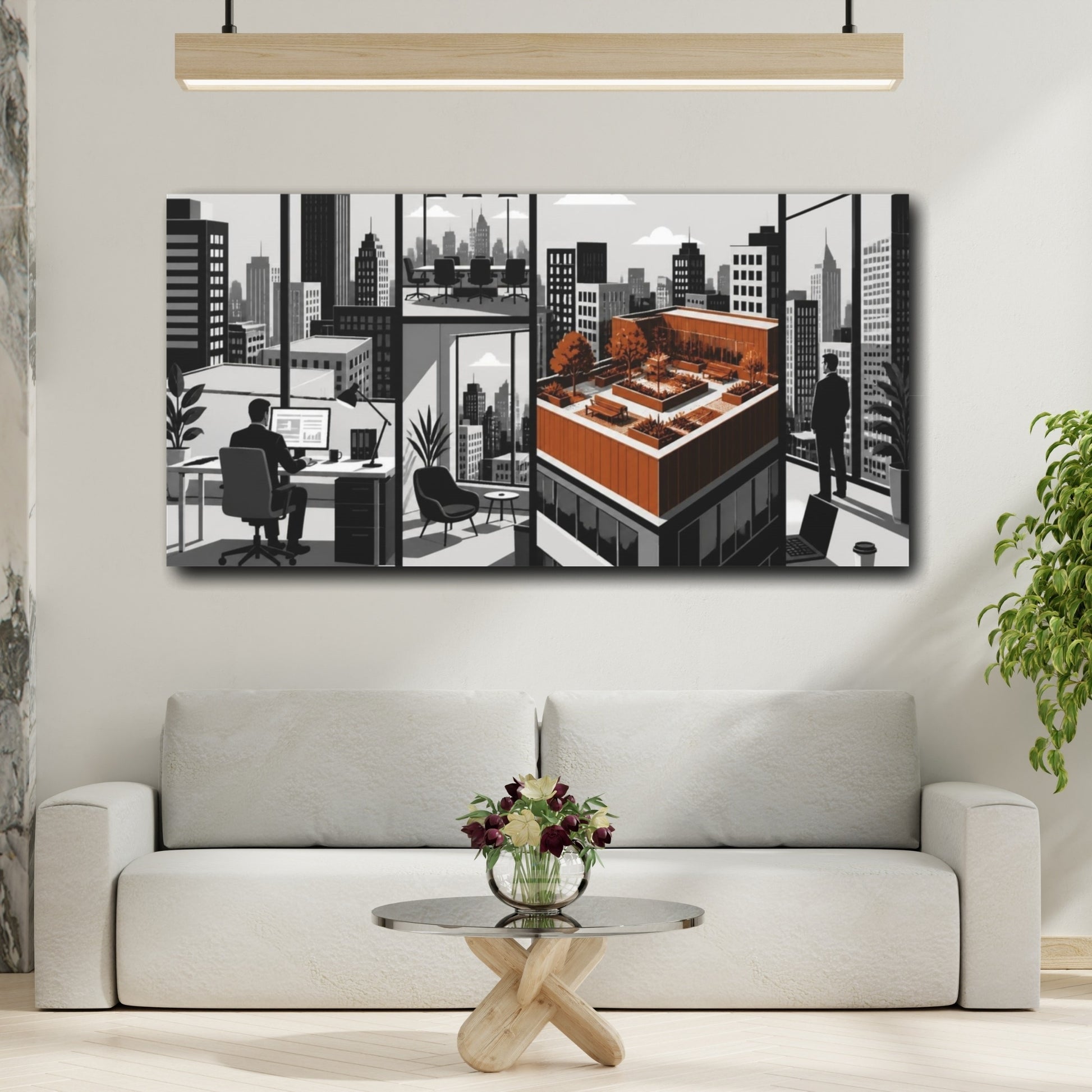 Mockup 2. Office Rooftop Garden View shown as canvas print