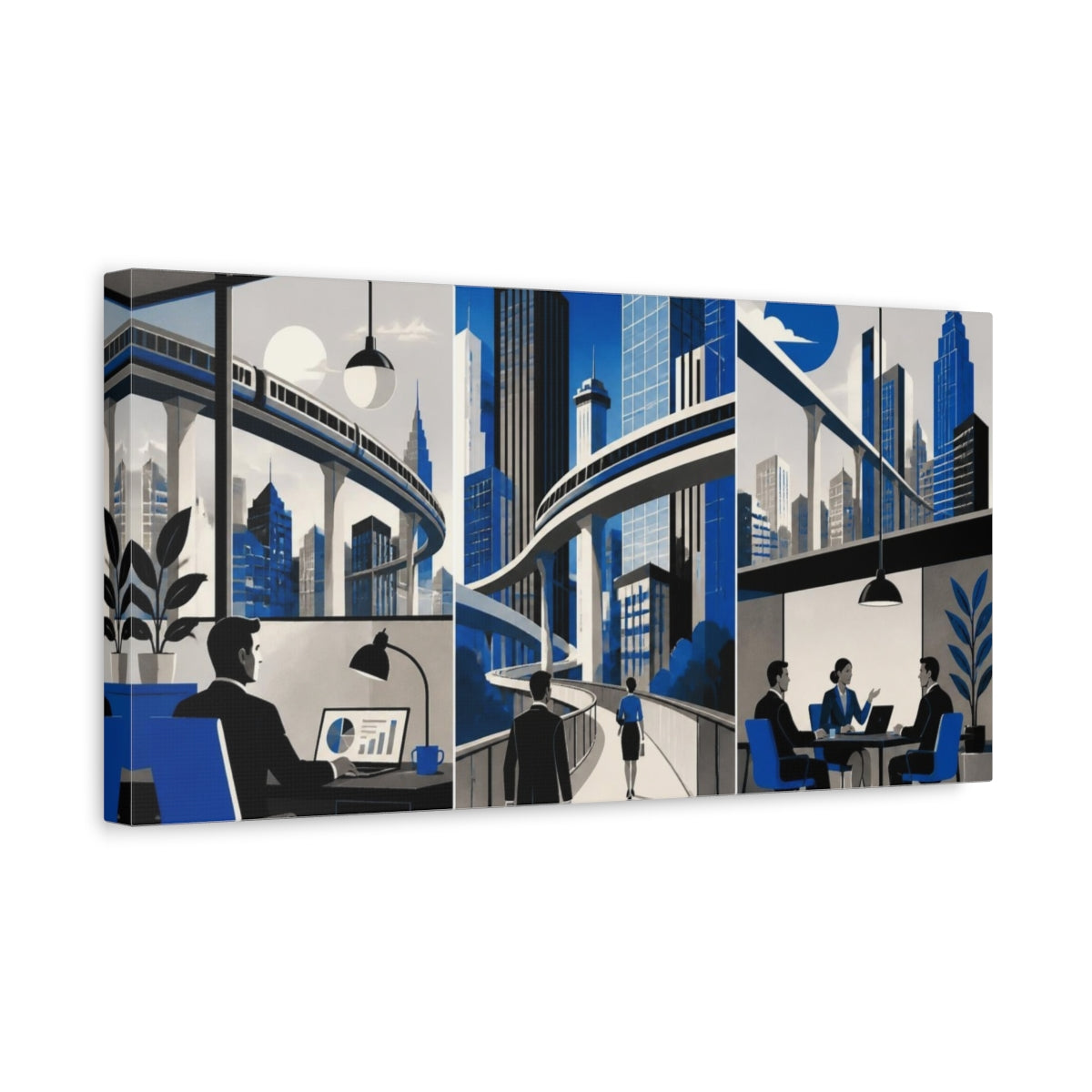 Side Mockup 3. Office Skyline shown as canvas print