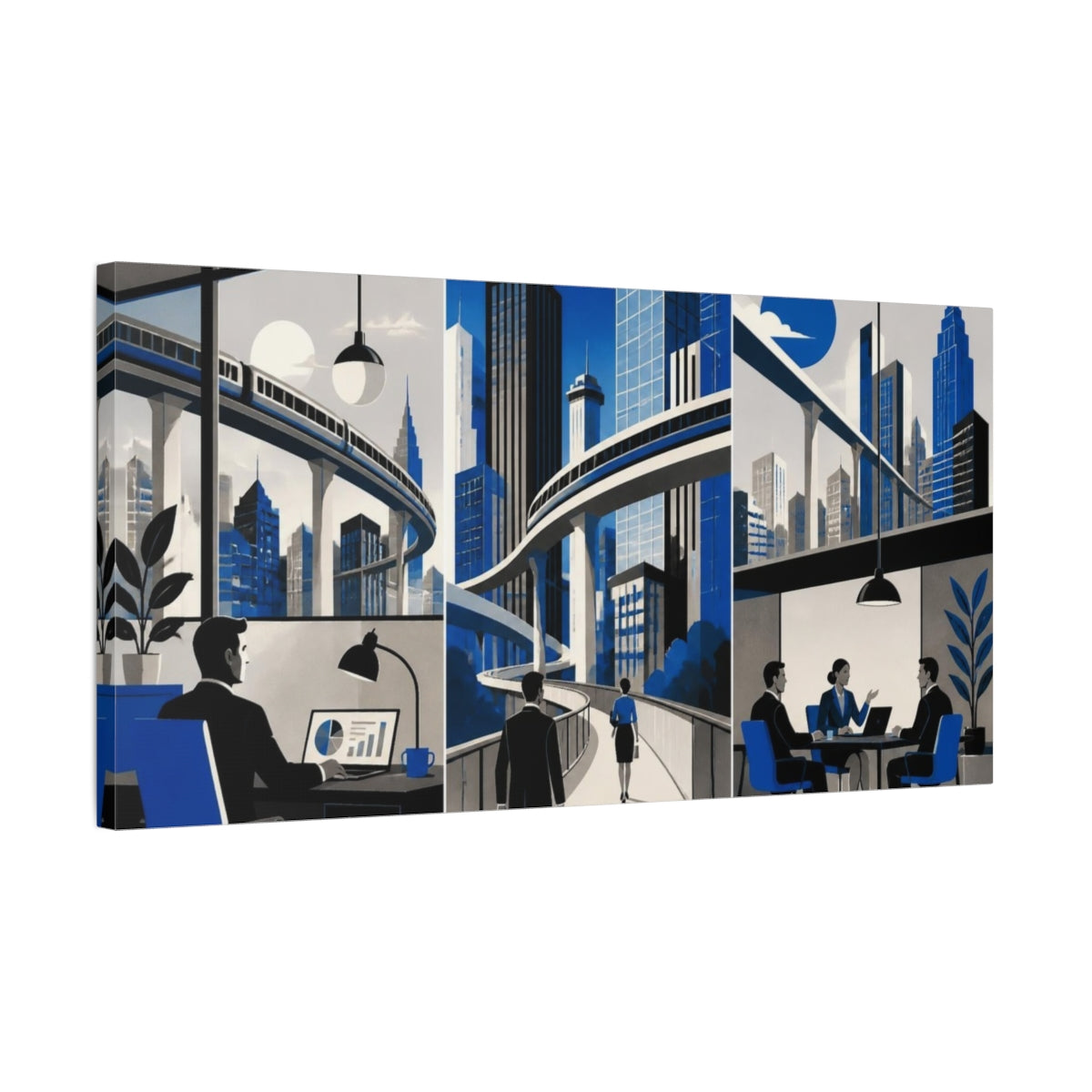 Side Mockup 1. Office Skyline shown as canvas print