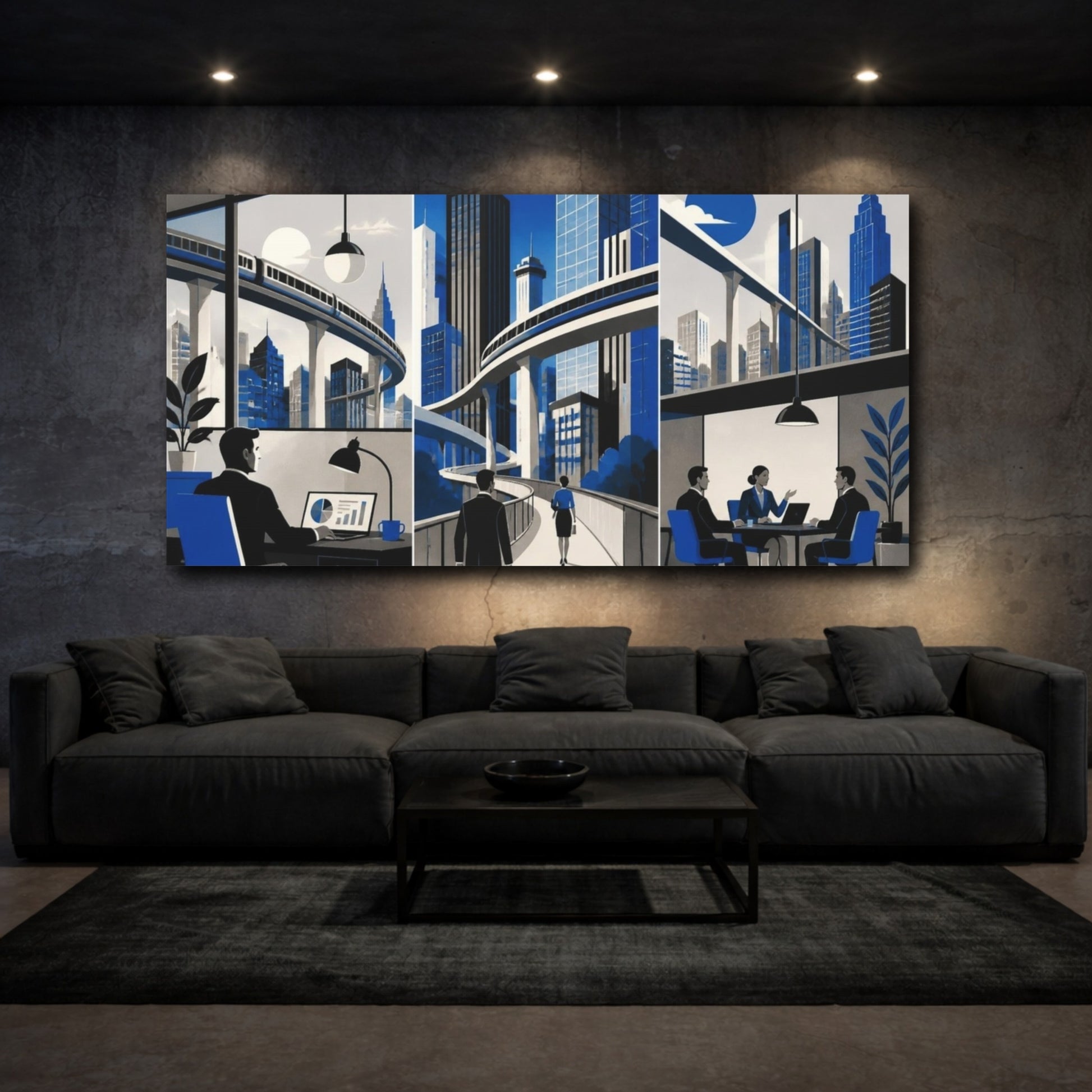 Mockup 3. Office Skyline shown as canvas print