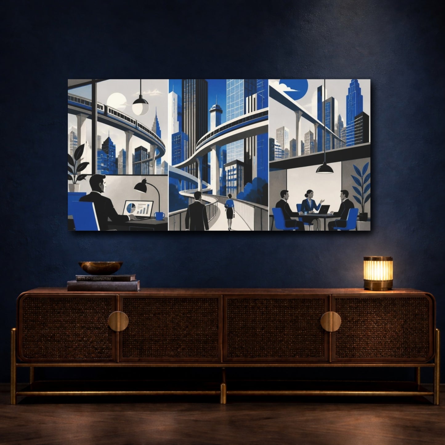 Mockup 4. Office Skyline shown as canvas print