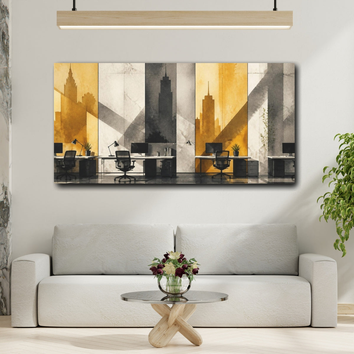 Mockup 2. Office Skyline Workstations shown as canvas print