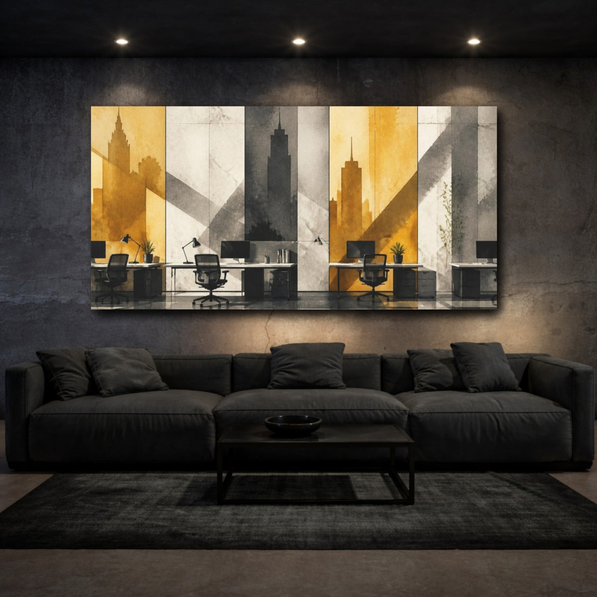 Mockup 3. Office Skyline Workstations shown as canvas print