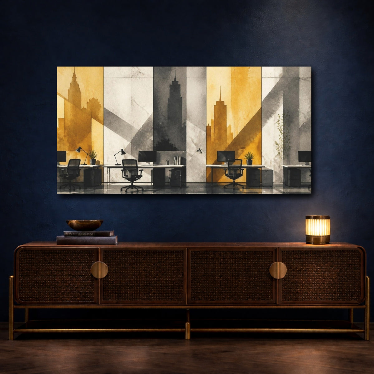 Mockup 4. Office Skyline Workstations shown as canvas print