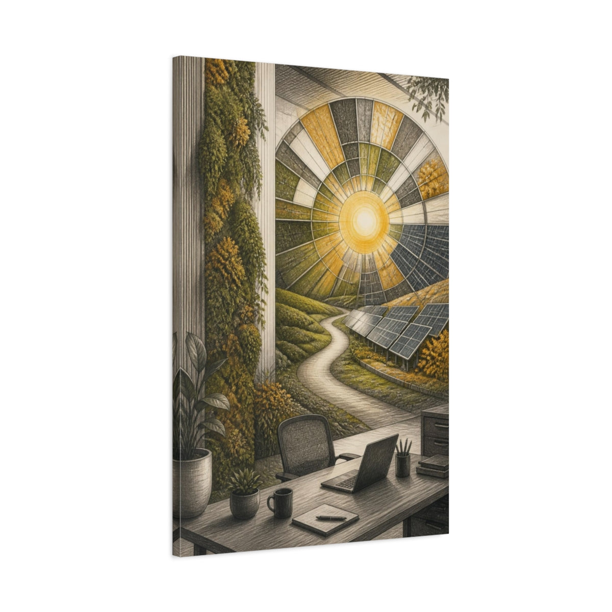 Main Mockup. Office Solar Array View shown as canvas print