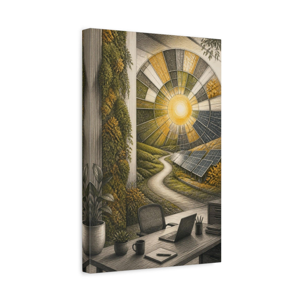 Side Mockup 4. Office Solar Array View shown as canvas print