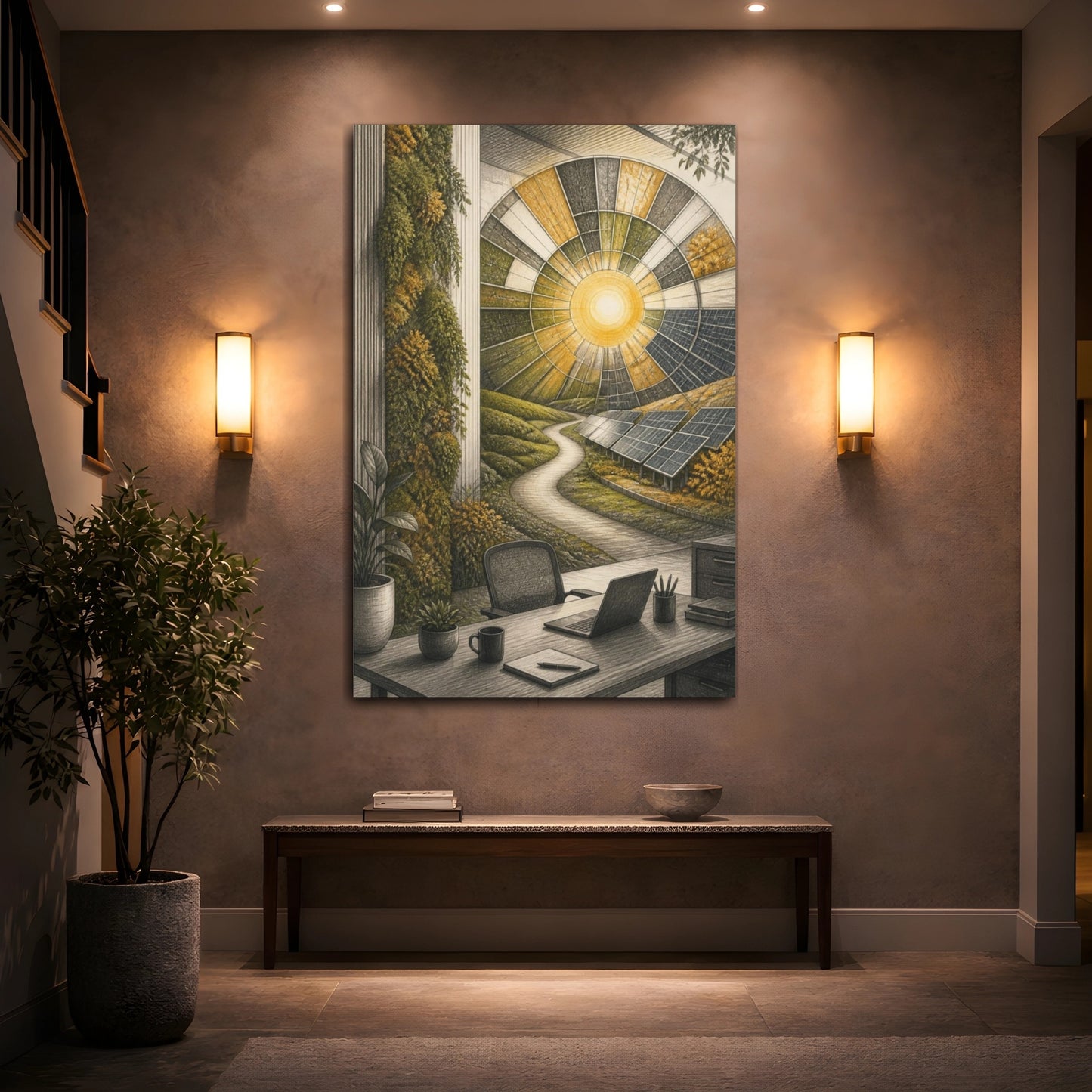 Mockup 2. Office Solar Array View shown as canvas print