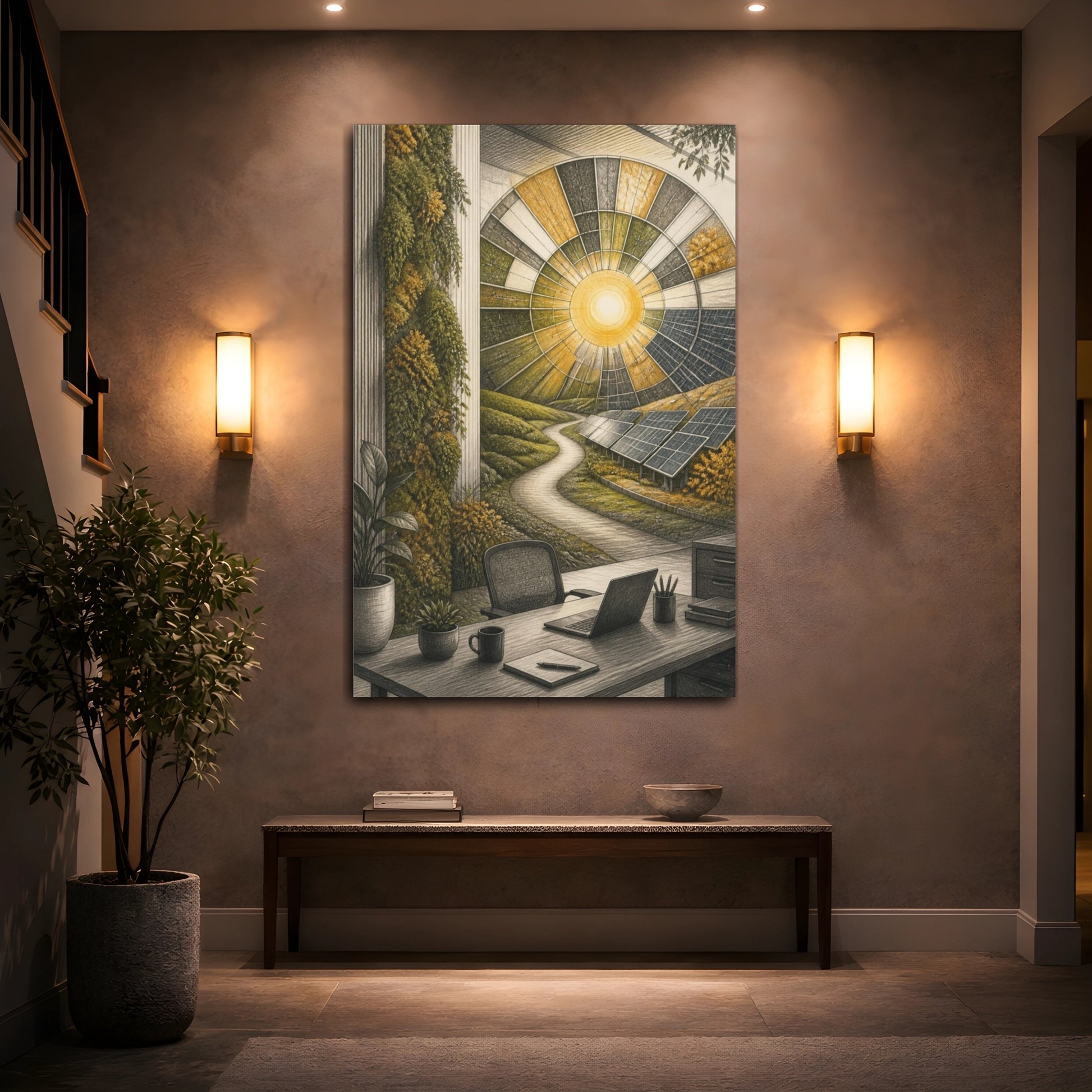 Mockup 2. Office Solar Array View shown as canvas print