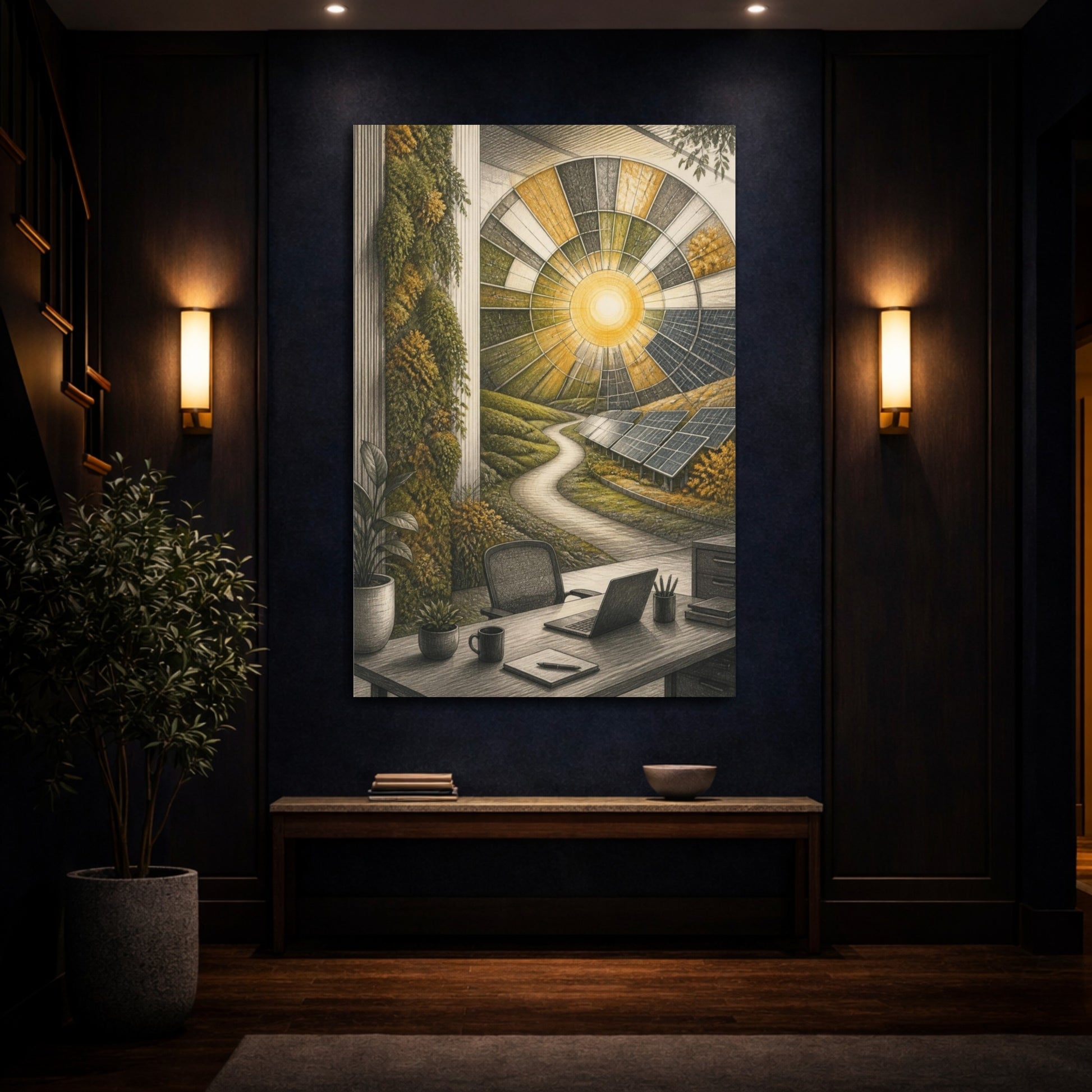 Mockup 4. Office Solar Array View shown as canvas print