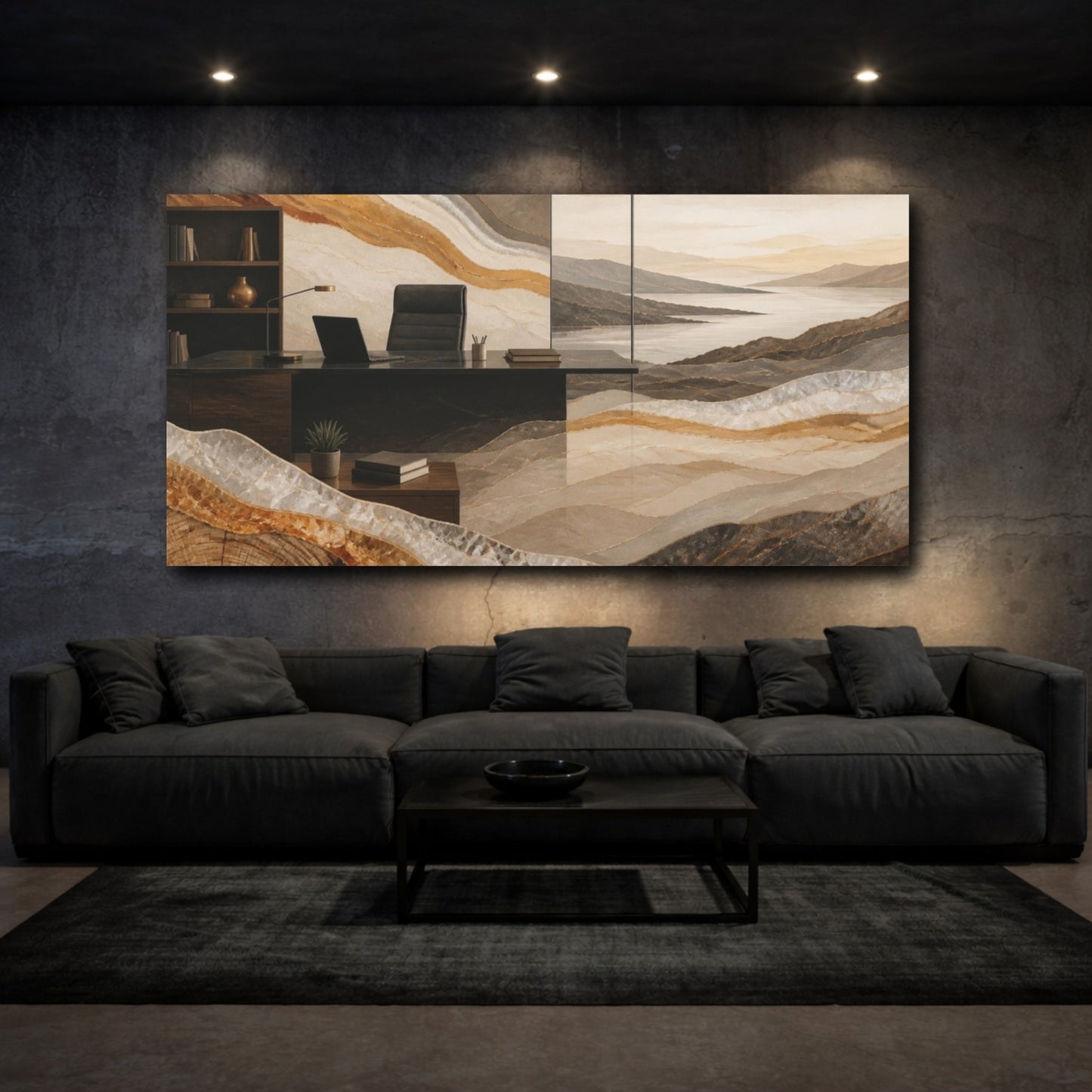 Mockup 3. Office Stone Layers shown as canvas print