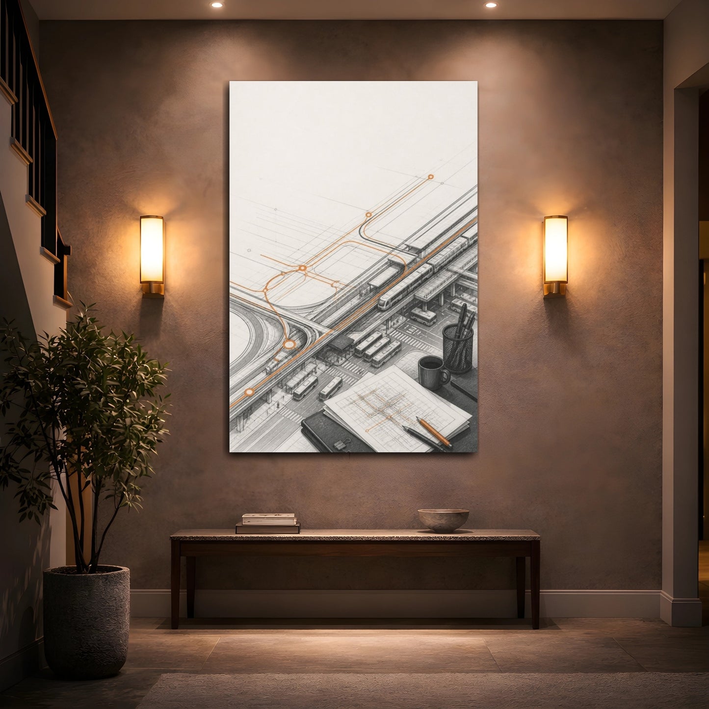 Mockup 2. Office Transit Interchange Study shown as canvas print