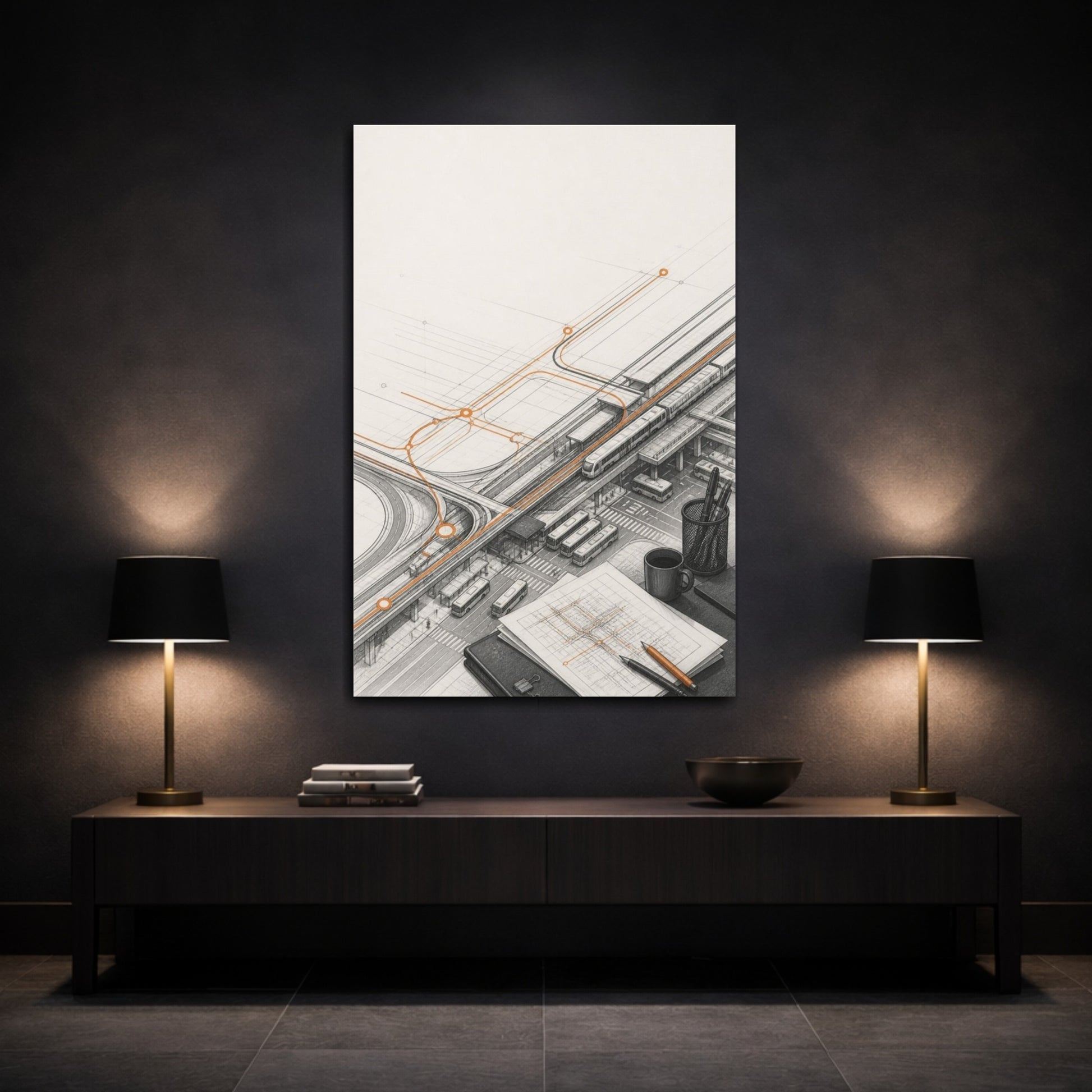 Mockup 3. Office Transit Interchange Study shown as canvas print