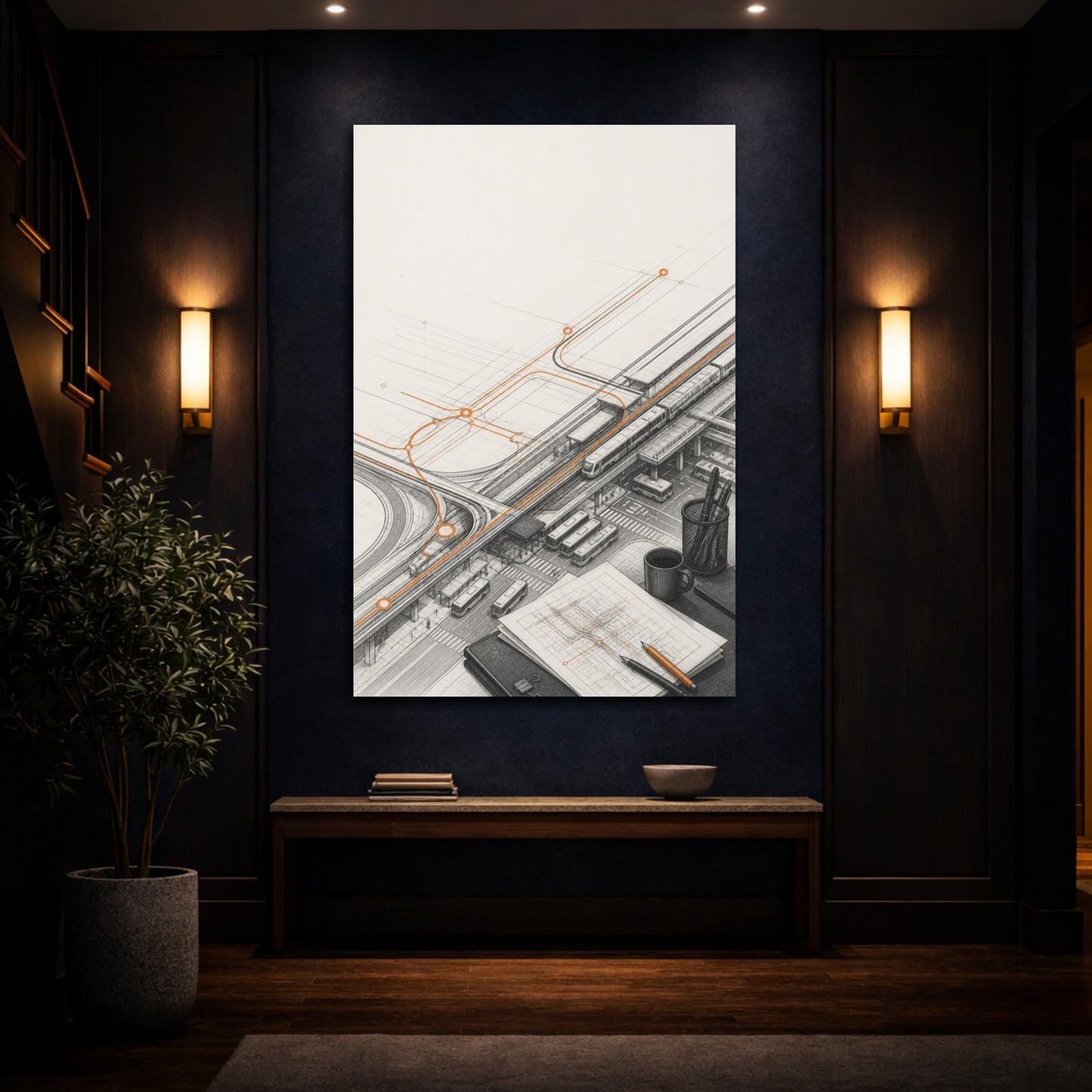 Mockup 4. Office Transit Interchange Study shown as canvas print