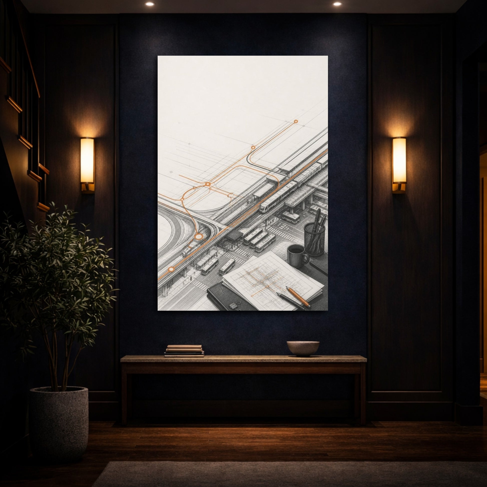 Mockup 4. Office Transit Interchange Study shown as canvas print
