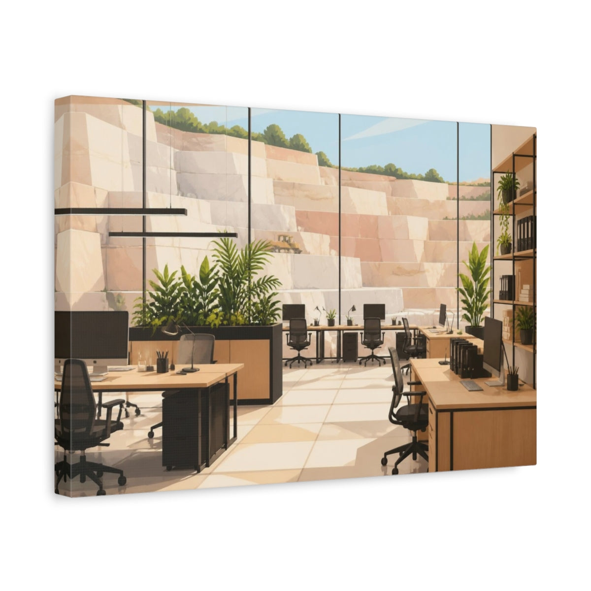 Side Mockup 4. Office With Quarry View shown as canvas print