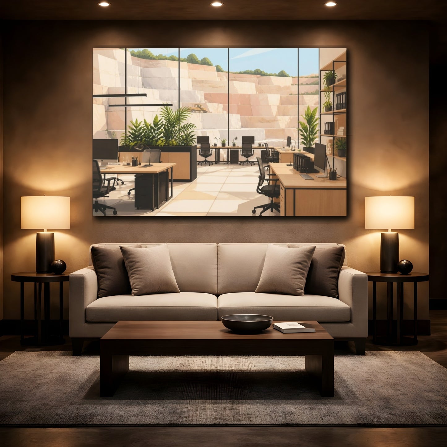 Mockup 2. Office With Quarry View shown as canvas print