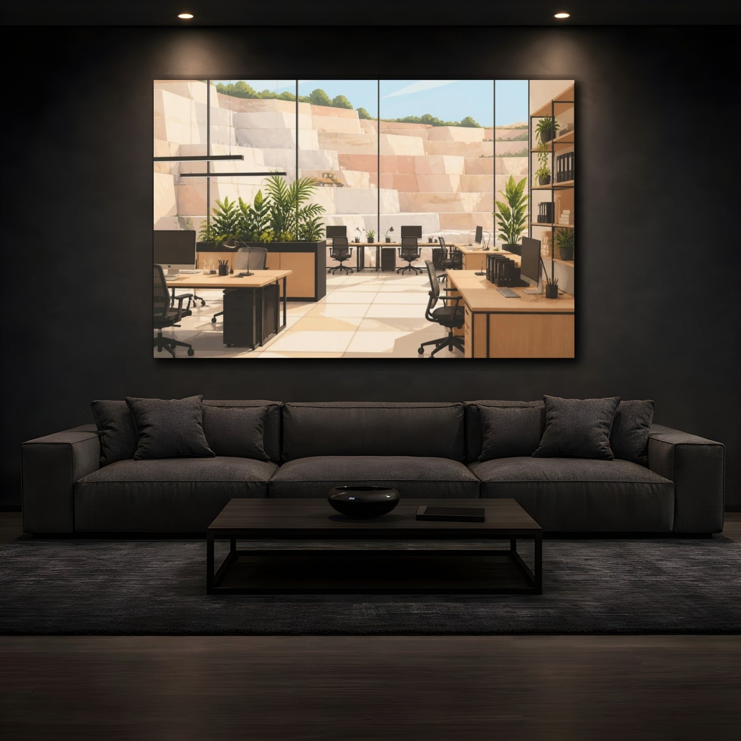 Mockup 3. Office With Quarry View shown as canvas print