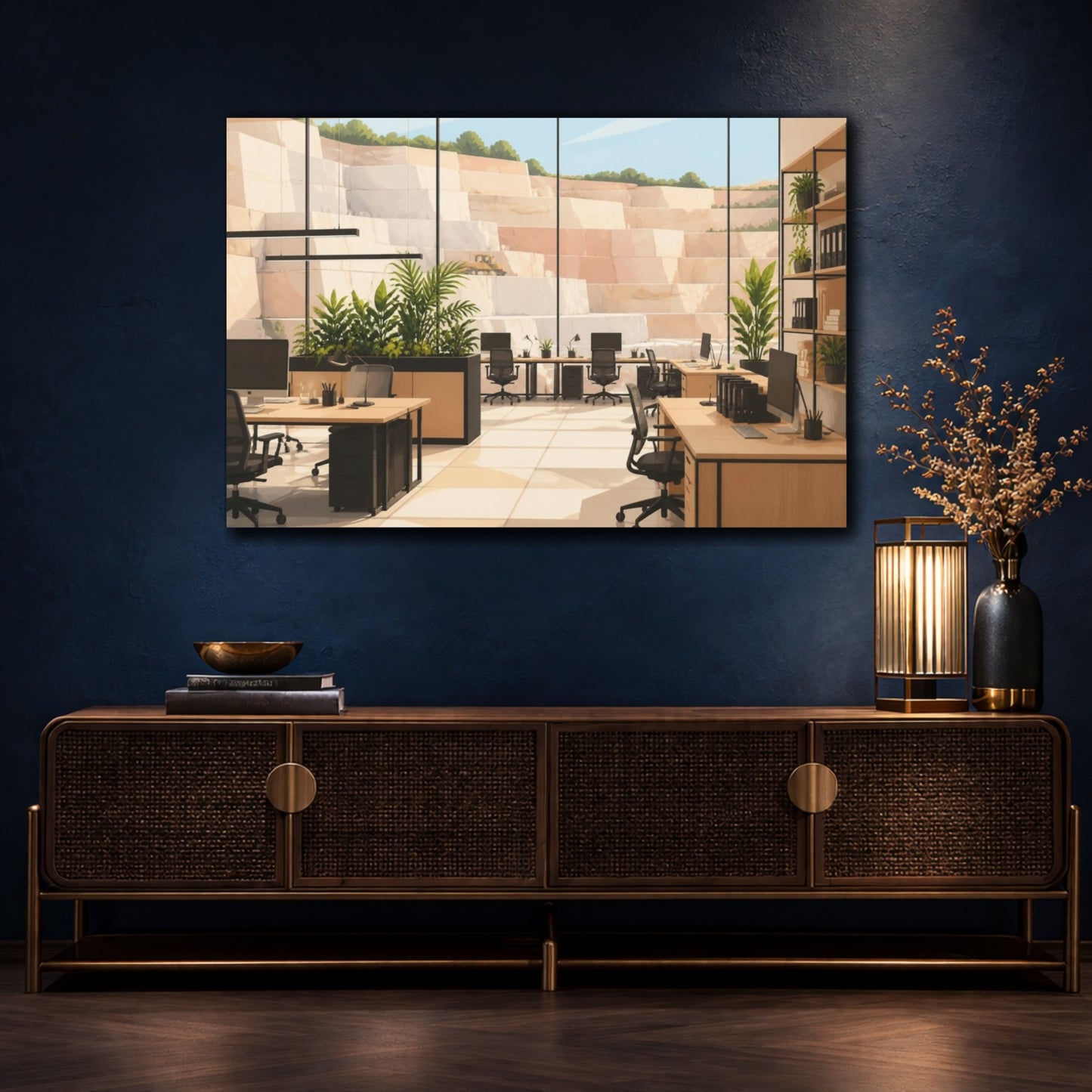 Mockup 4. Office With Quarry View shown as canvas print