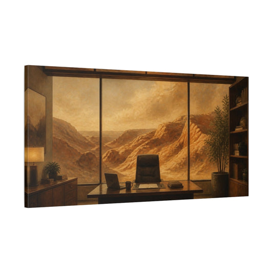 Main Mockup. Office With Sandstone View shown as canvas print