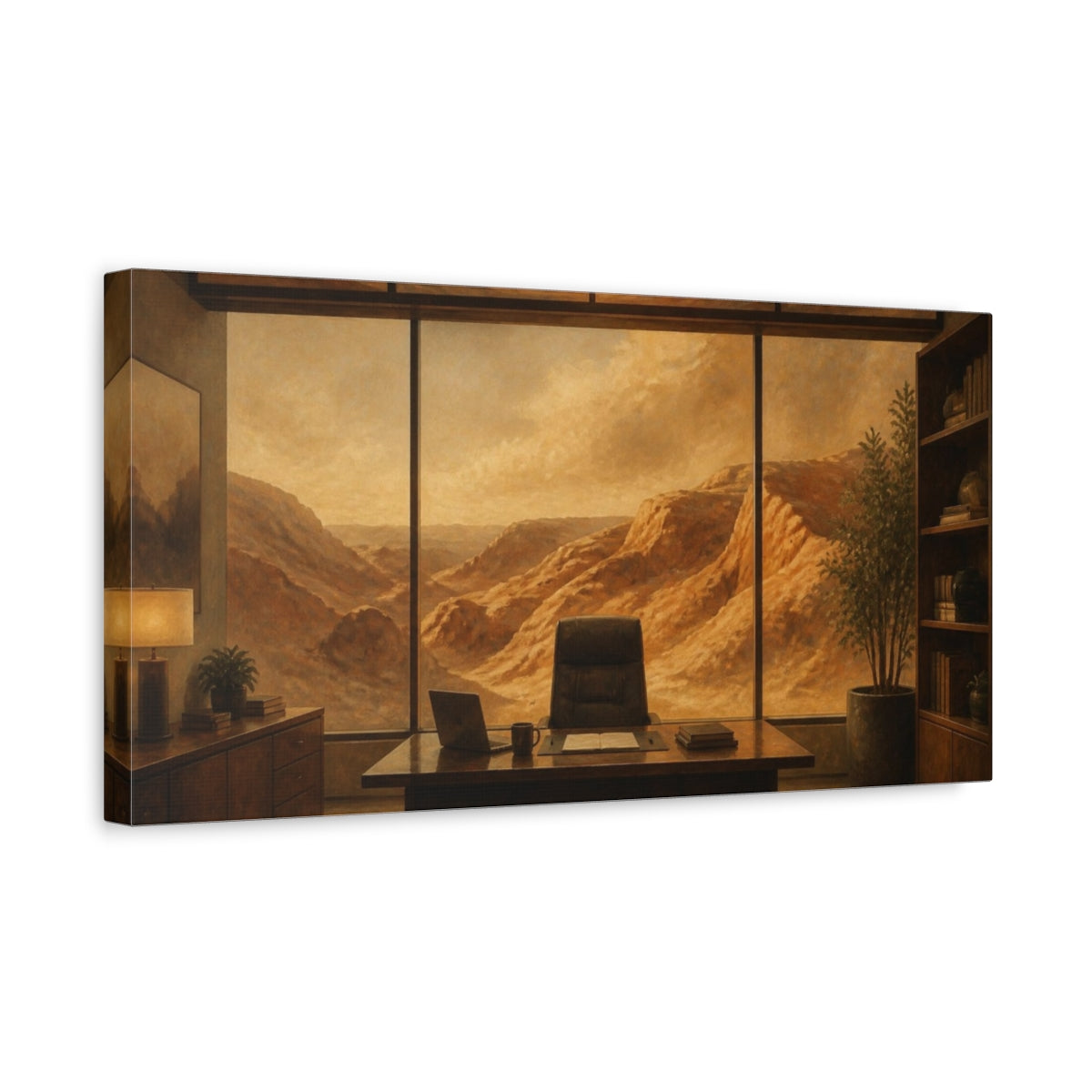 Side Mockup 3. Office With Sandstone View shown as canvas print
