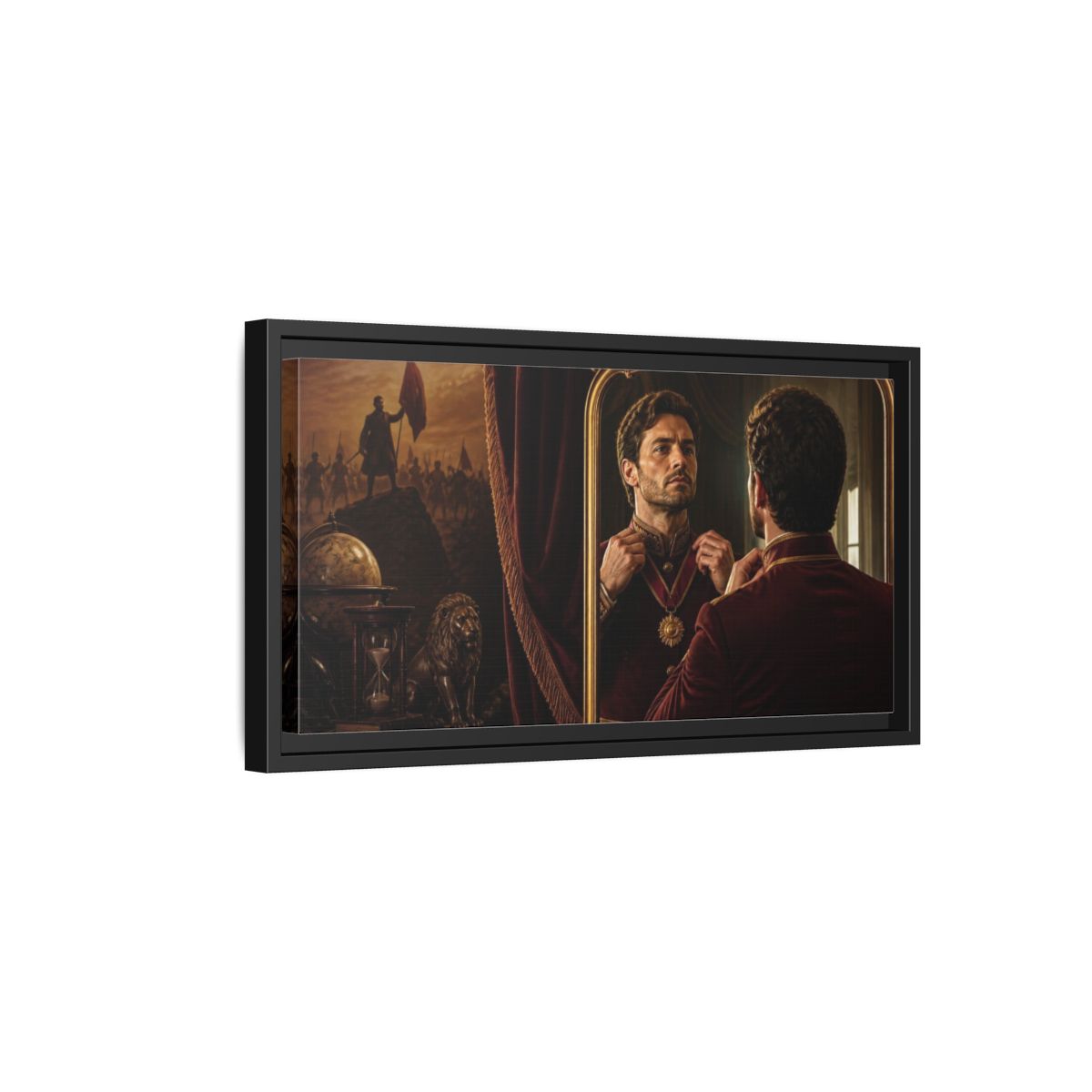Side Mockup 8. Officer Motivation Portrait shown as framed canvas print