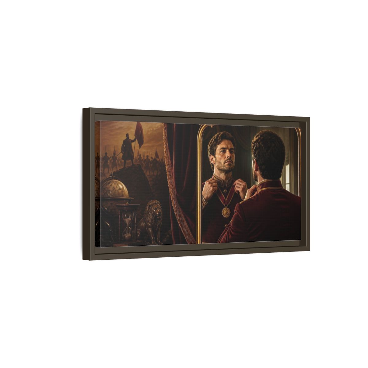 Side Mockup 7. Officer Motivation Portrait shown as framed canvas print