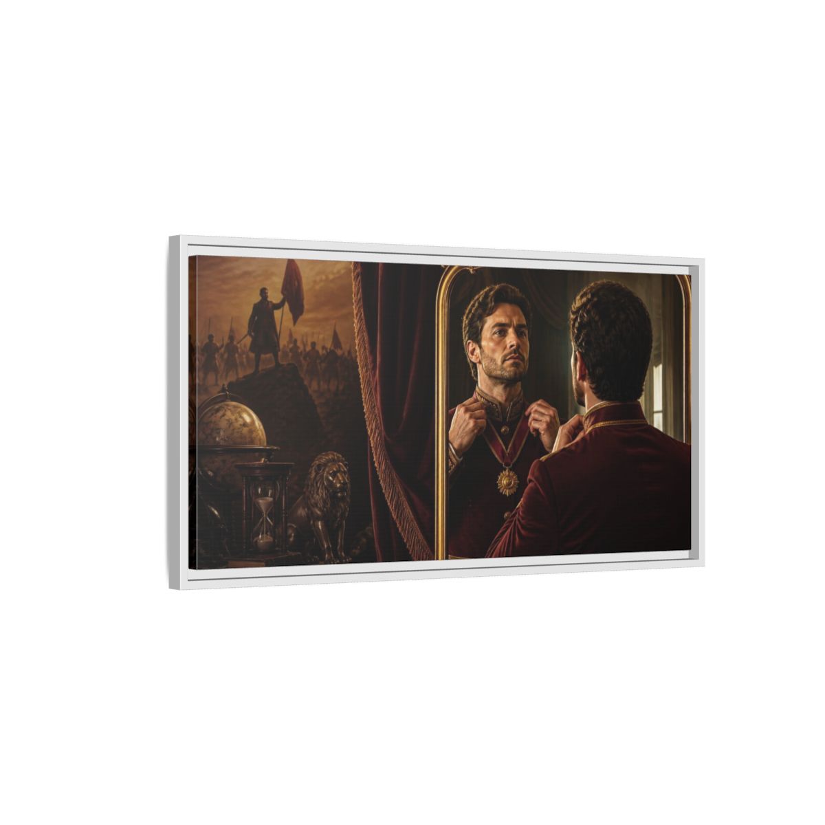 Side Mockup 1. Officer Motivation Portrait shown as framed canvas print
