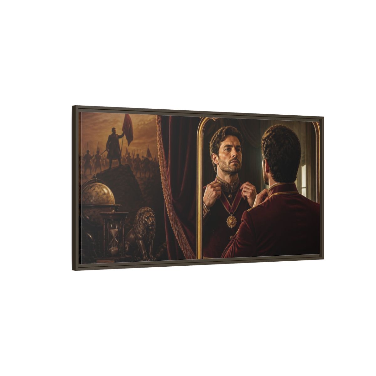 Side Mockup 4. Officer Motivation Portrait shown as framed canvas print
