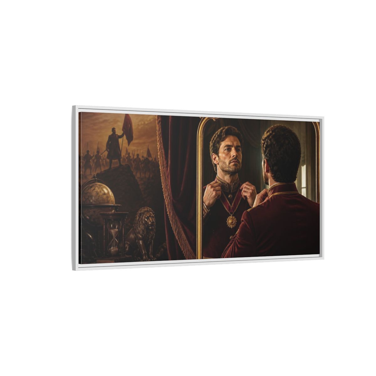 Side Mockup 3. Officer Motivation Portrait shown as framed canvas print