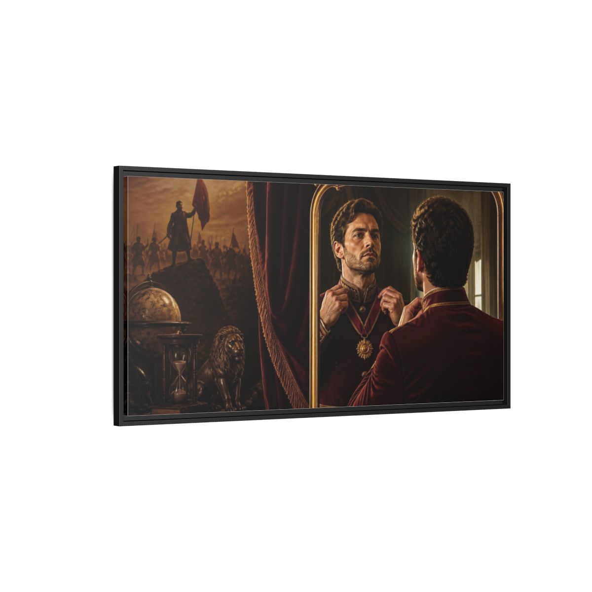 Side Mockup 5. Officer Motivation Portrait shown as framed canvas print