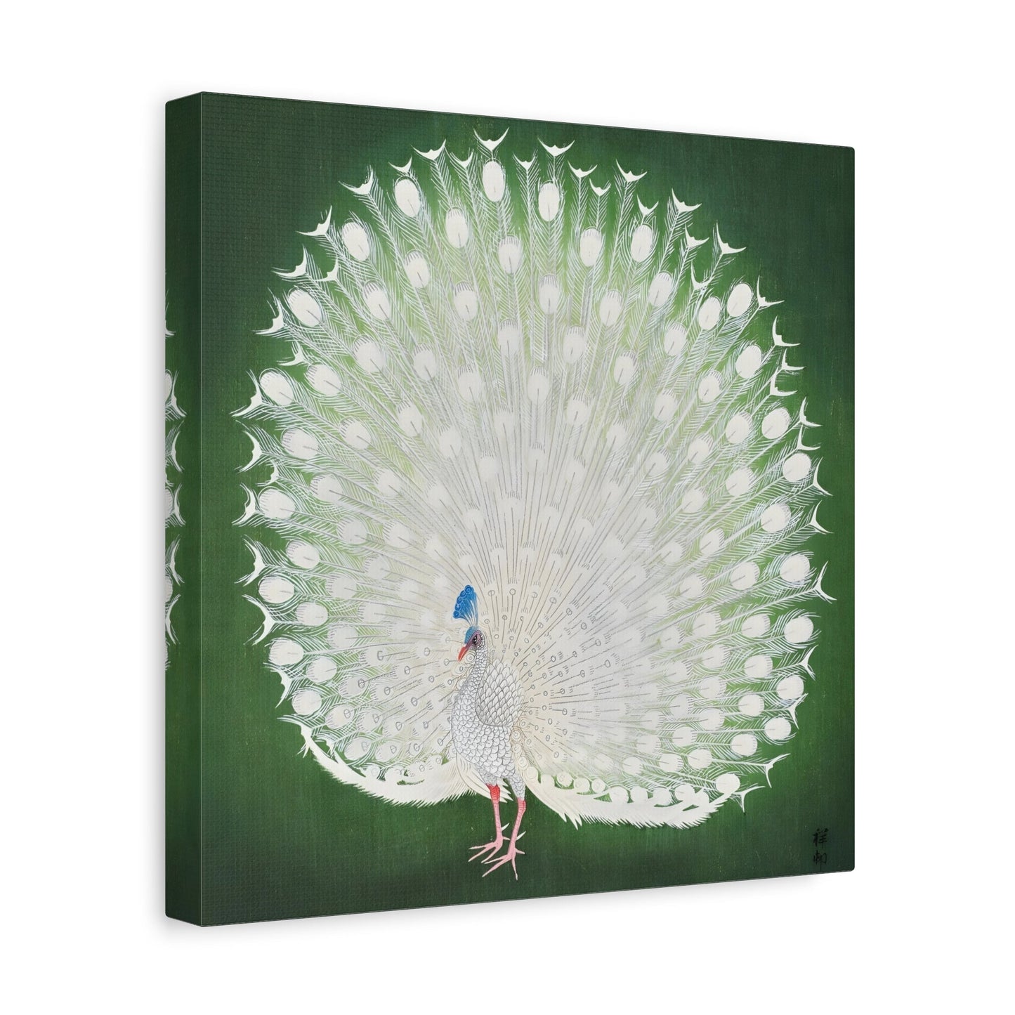 Ohara Koson White Peacock - Square Canvas Wall Art Print