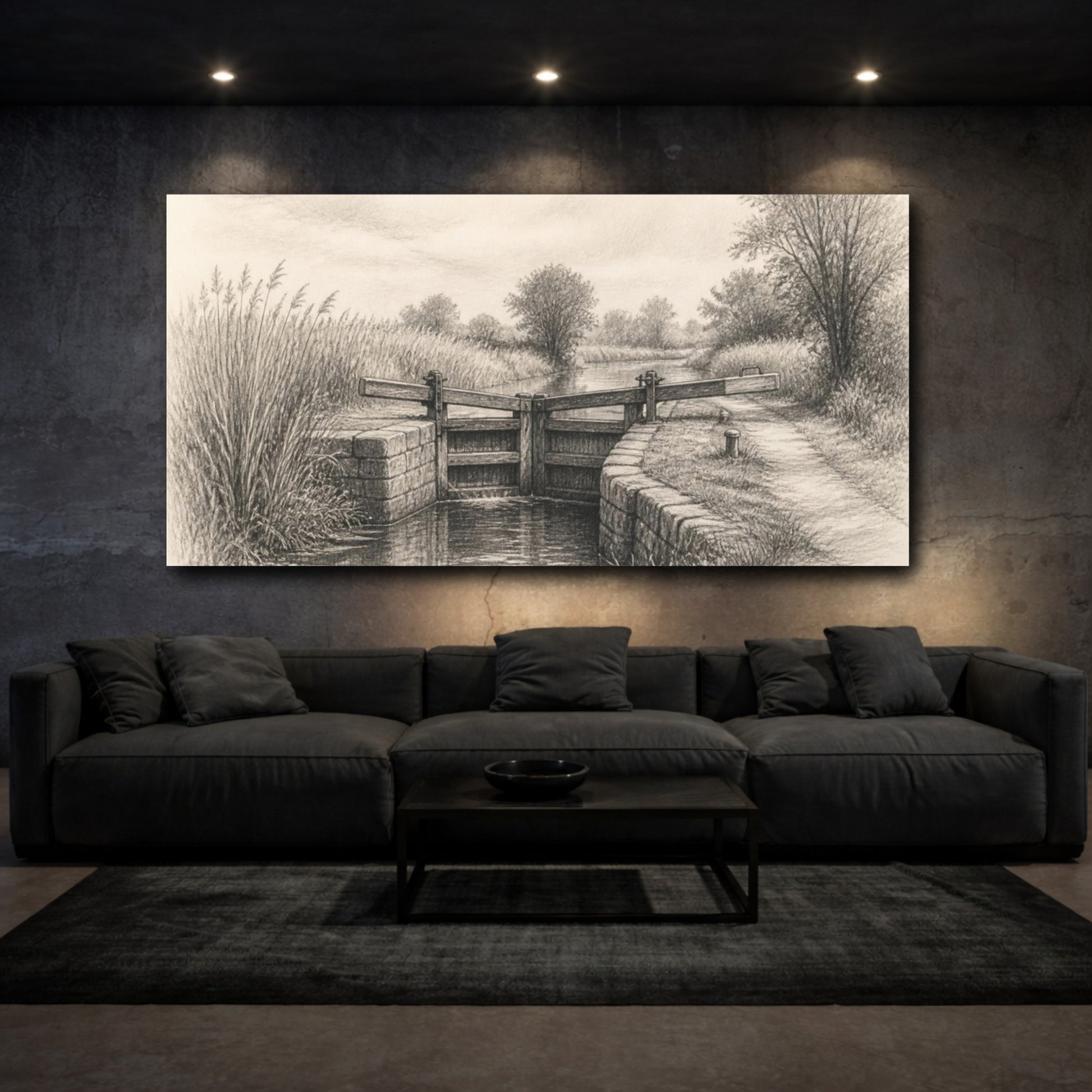 Mockup 3. Old Canal Lock shown as canvas print