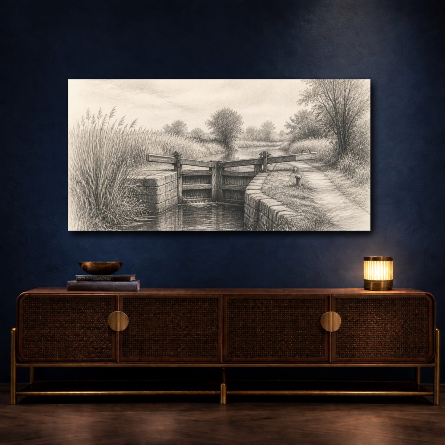 Mockup 4. Old Canal Lock shown as canvas print