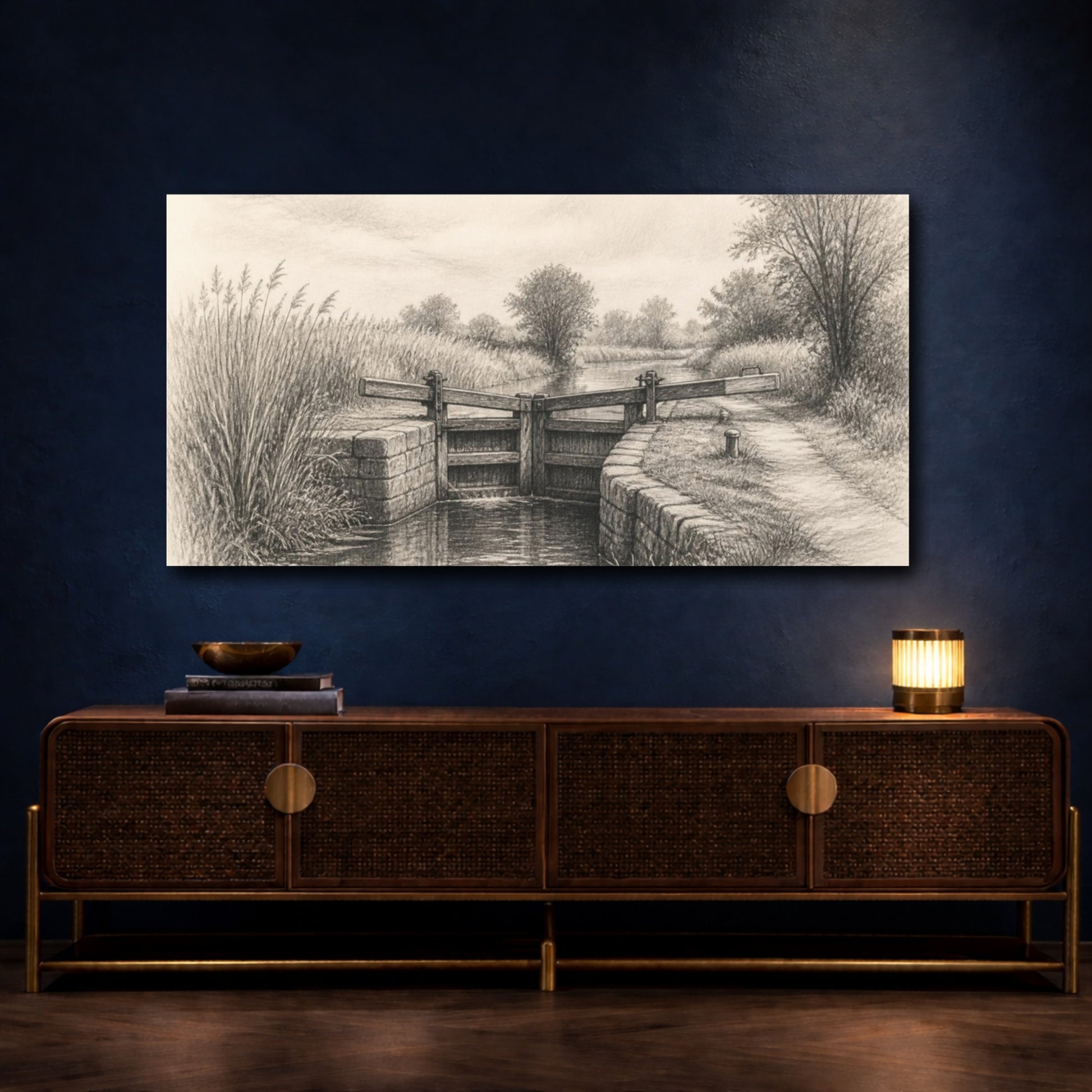 Mockup 4. Old Canal Lock shown as canvas print