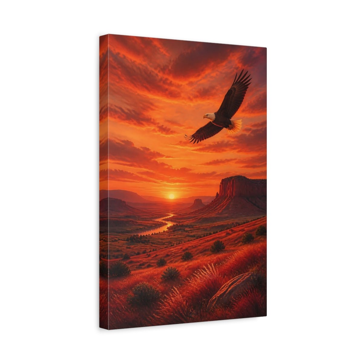 Old Cinema Scenic Matte Painting Eagle Canvas Wall Art Print – Realistic Living Room, Above Sofa - YesArtYes