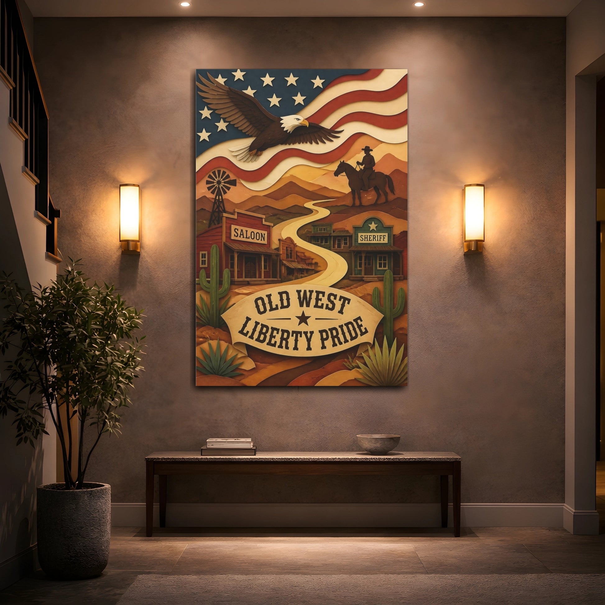 Mockup 2. Old West Bald Eagle shown as canvas print