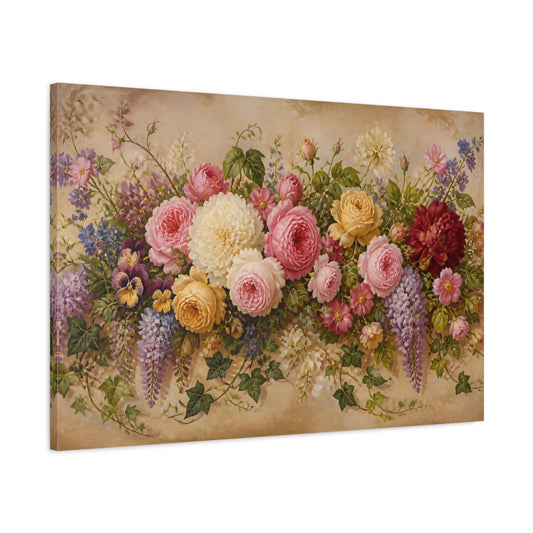 Main Mockup. Old-World Rose Bouquet shown as canvas print